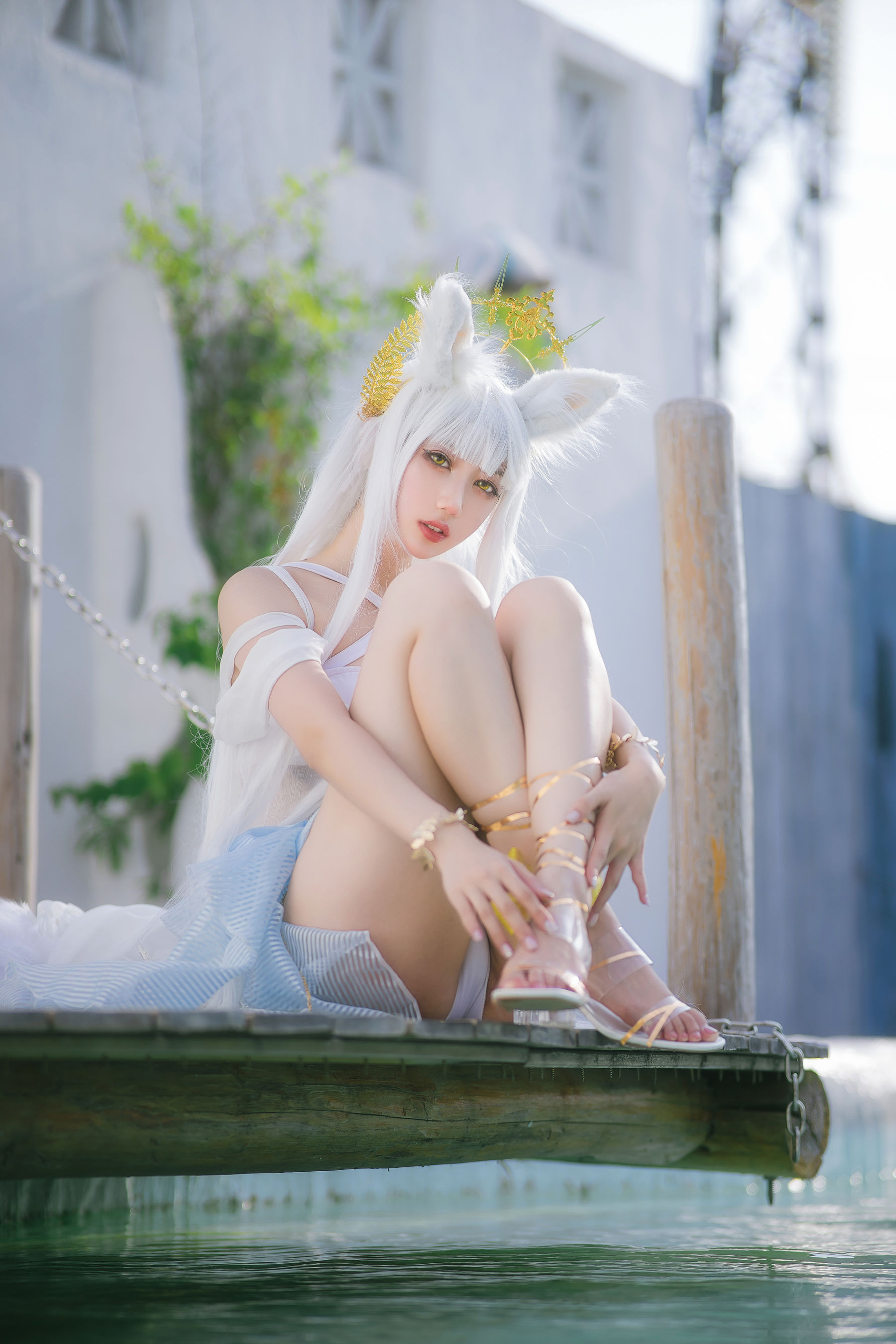 [COS福利] 周叽是可爱兔兔 - 白金泳装第5张