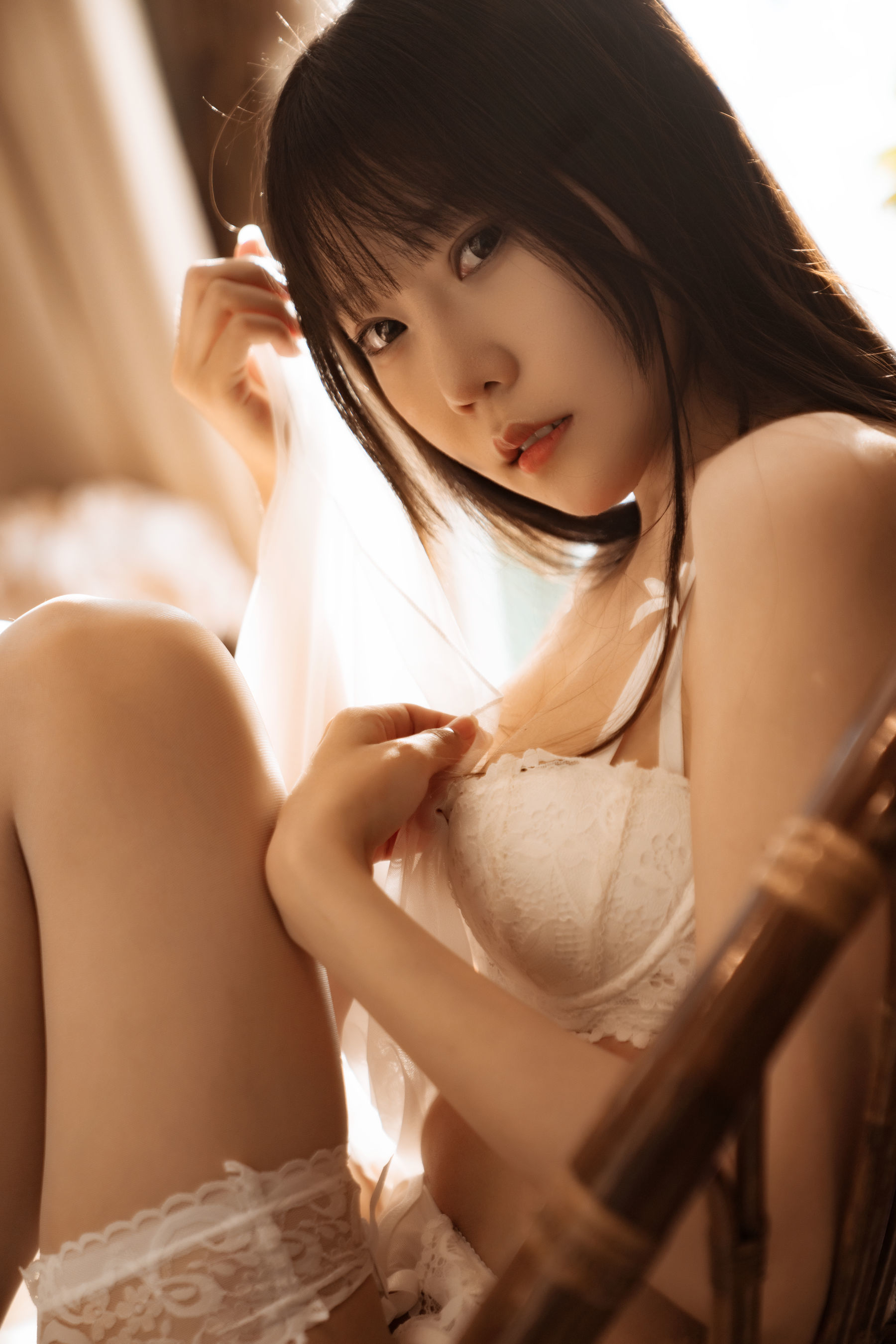 [网红COSER] 香草喵露露 - 室内白色蕾丝第18张