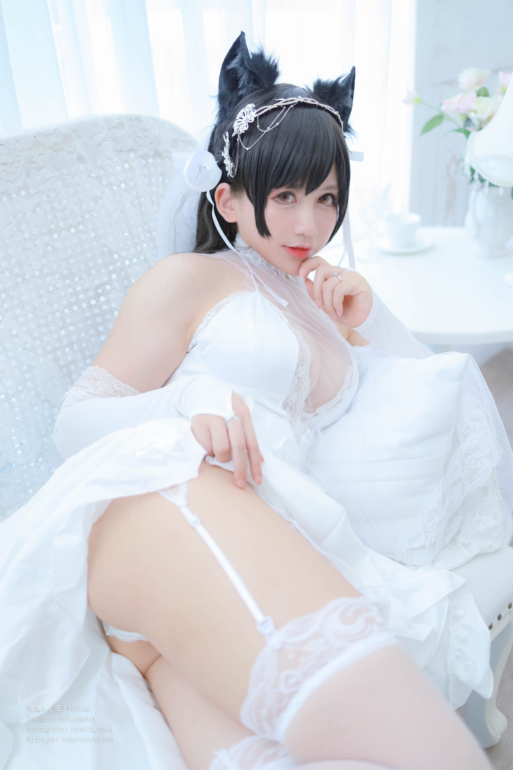 [福利COS] 萌妹子Nyako喵子 - 爱宕婚纱第12张
