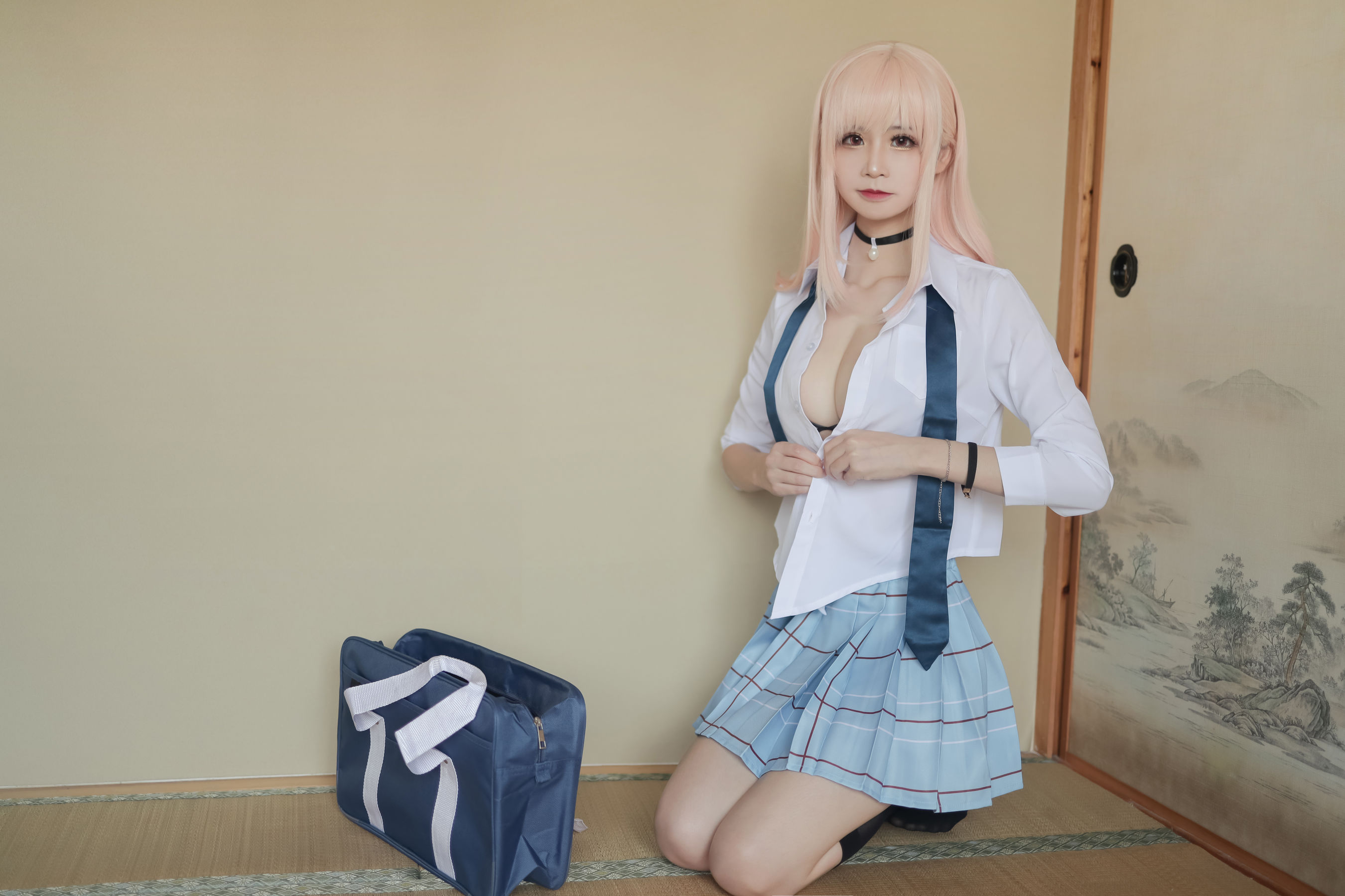 [福利COS] 动漫博主爱老师_PhD - 喜多川海梦 校服 泳装第7张