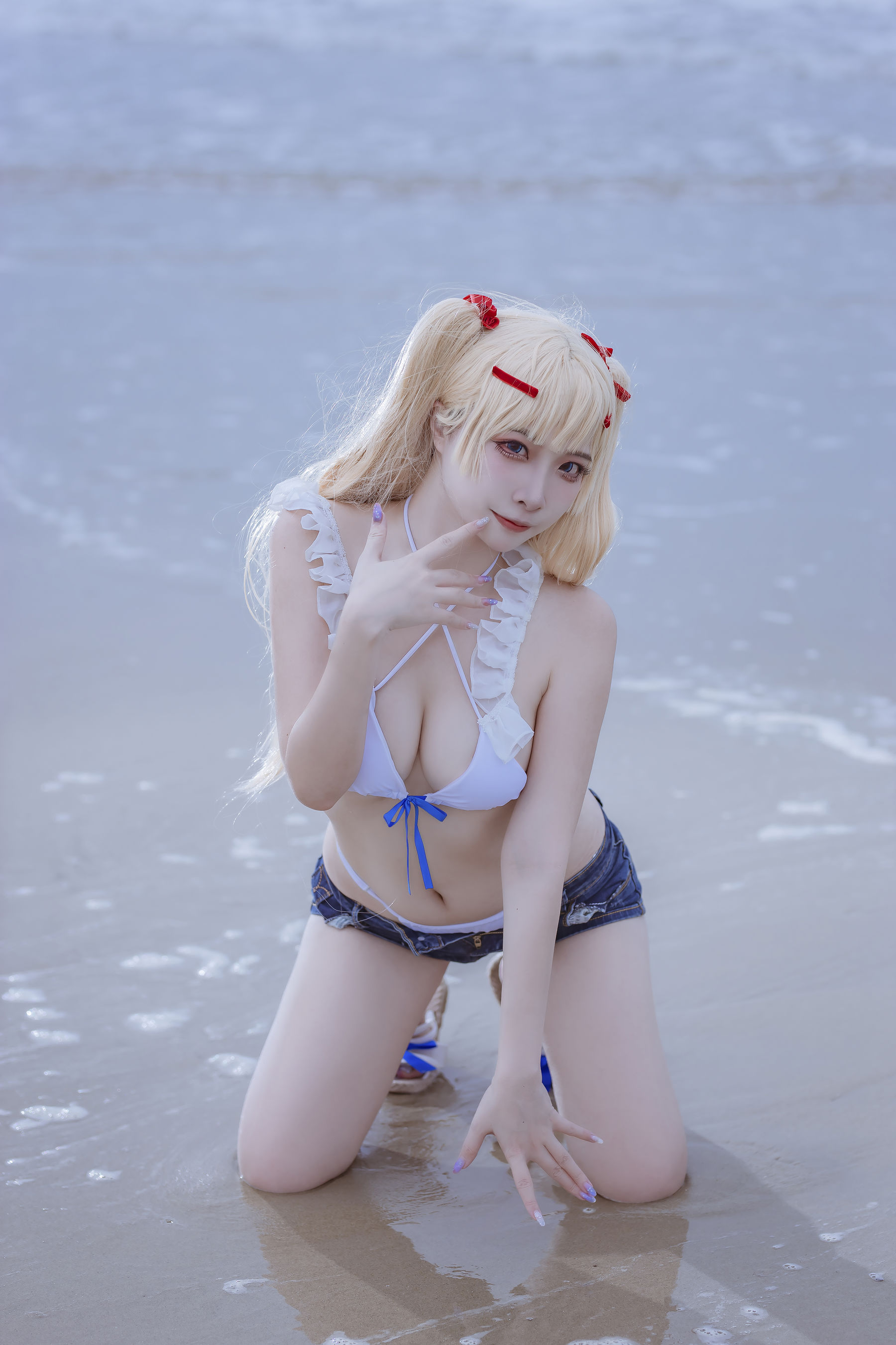 [福利COS] 人气Coser二佐Nisa - 碧蓝 苏塞克斯泳装第2张