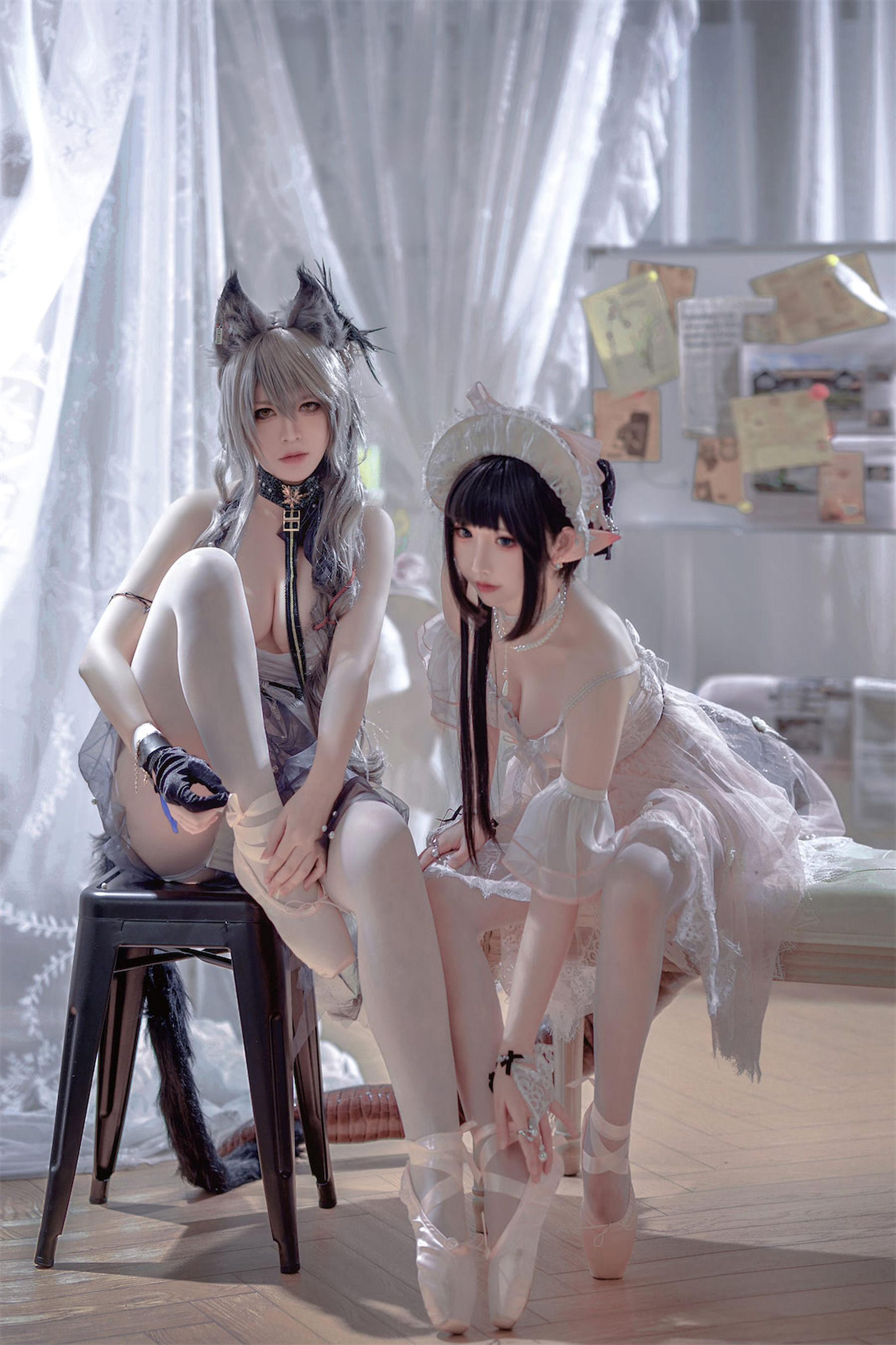 [福利COS] 可爱人气Coser面饼仙儿&amp;amp;半半子 - Arknights 黑x森蚺バレエ第8张