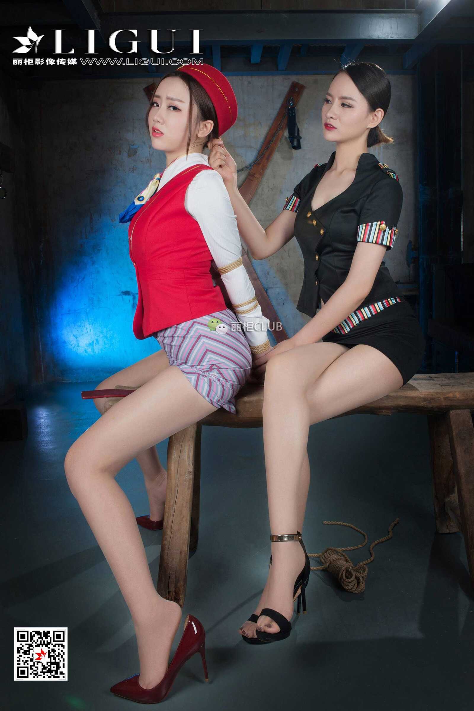 腿模Amy&amp;amp;腿模然然《空姐丝袜美束》 [丽柜LIG第10张