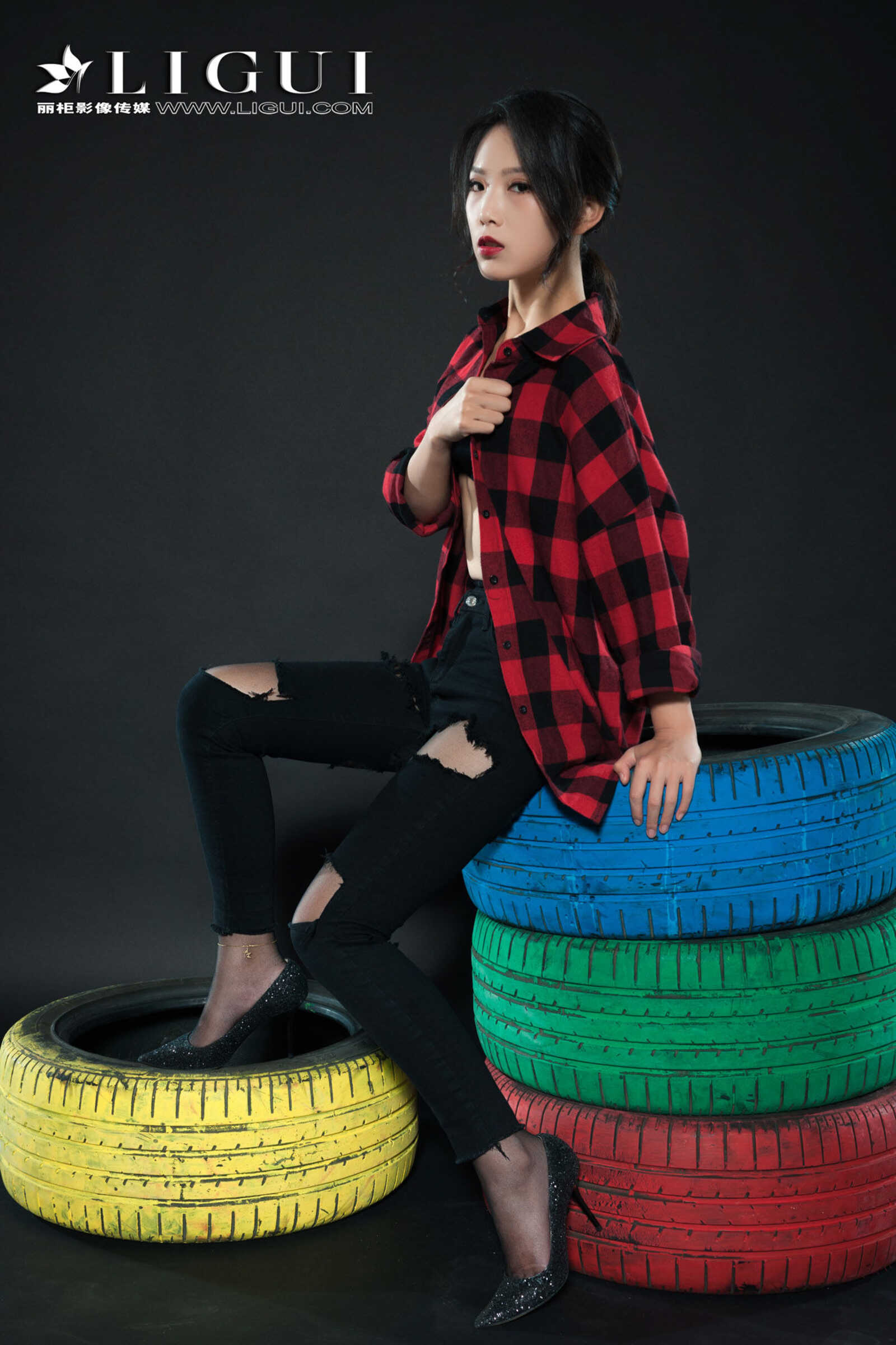 赵维拉《牛仔黑丝女郎》 [丽柜Ligui] 网络丽人 写第16张