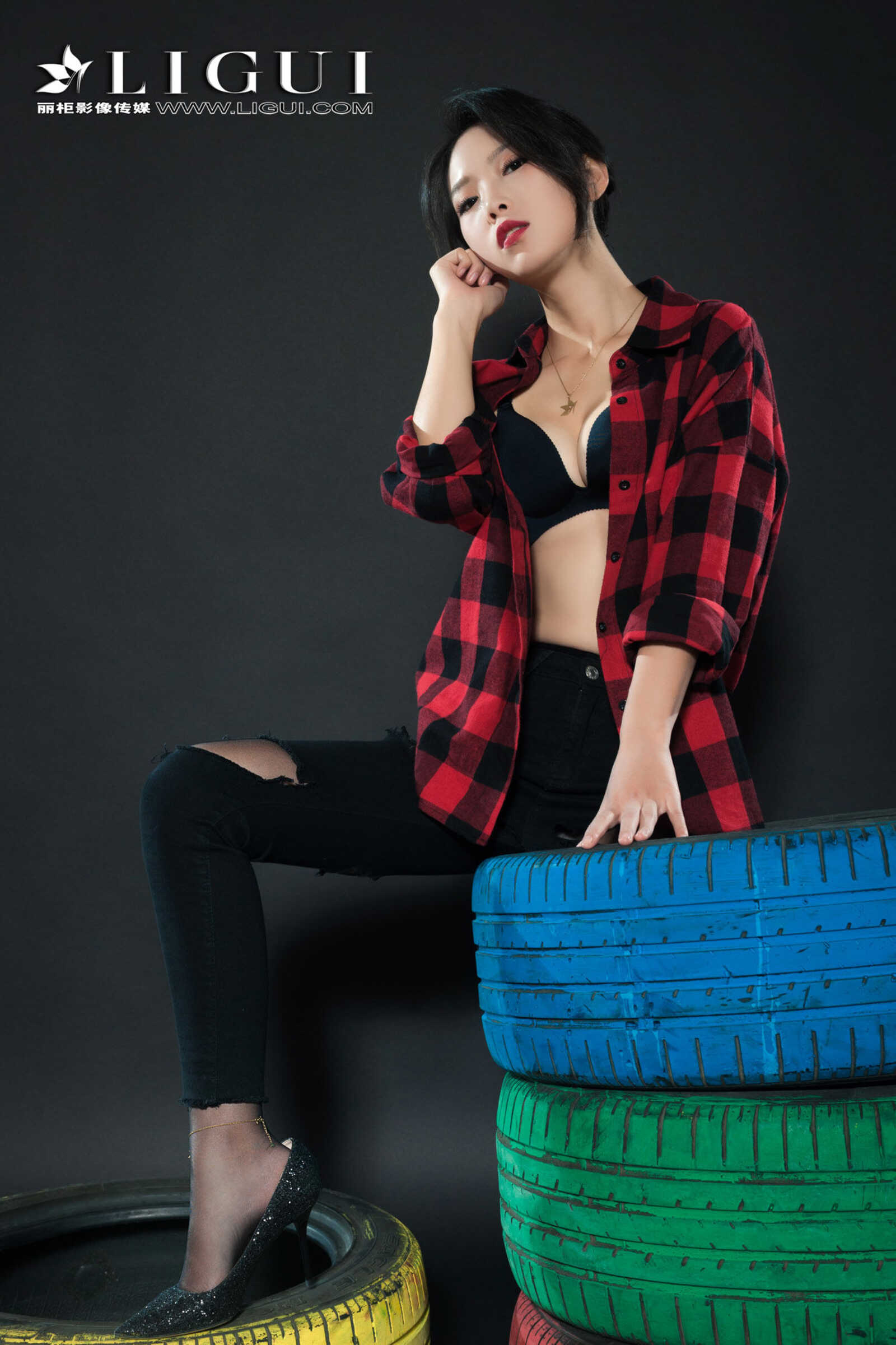 赵维拉《牛仔黑丝女郎》 [丽柜Ligui] 网络丽人 写第14张