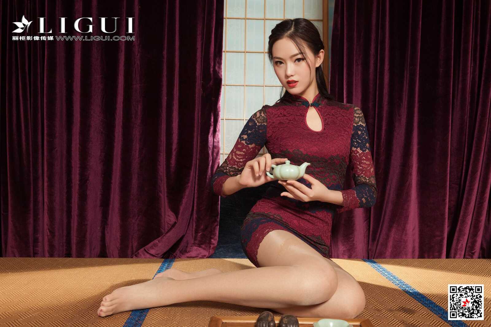 腿模敏儿《旗袍茶艺丝足》 [丽柜Ligui] 网络丽人第3张
