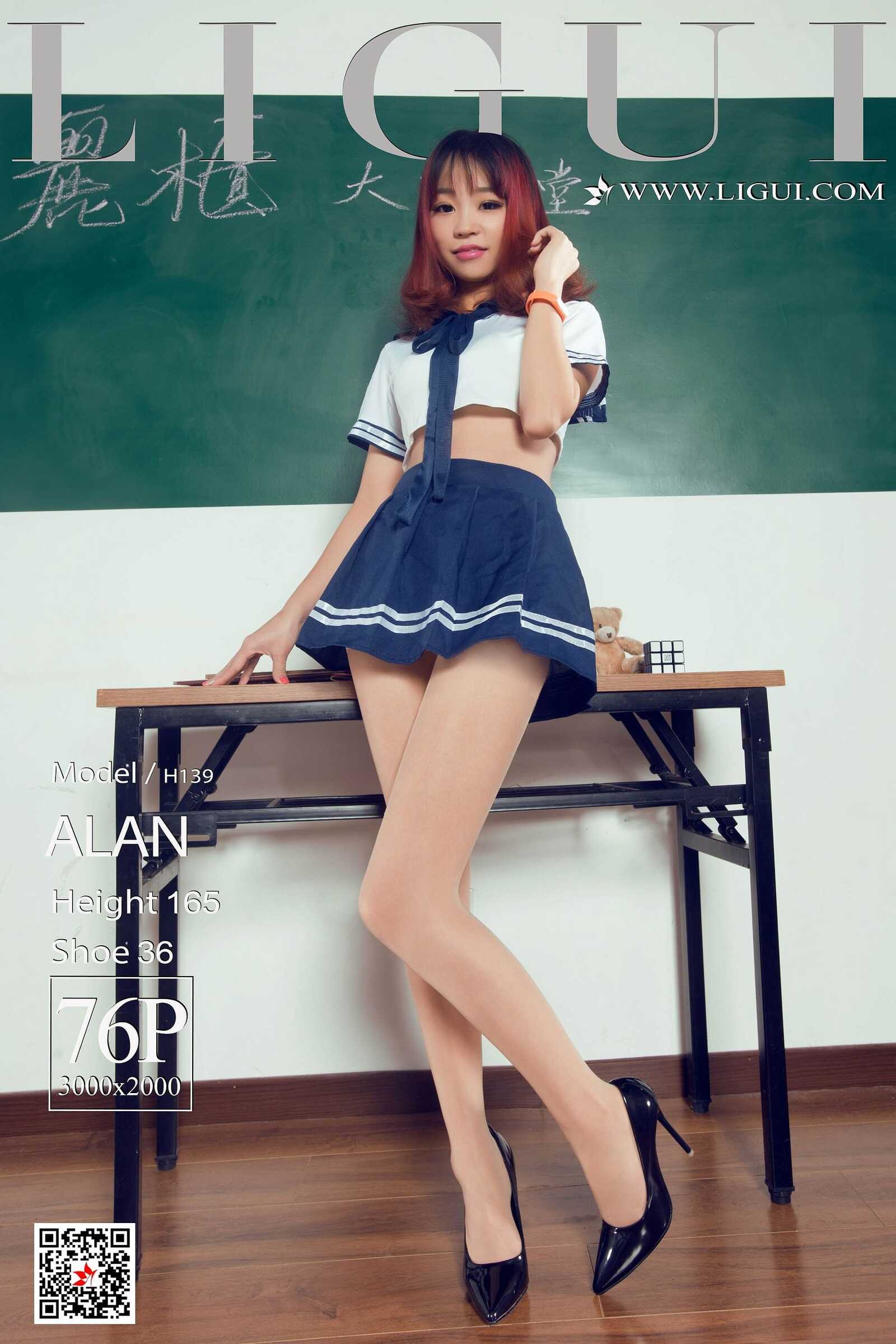 腿模ALAN《教室丝足高跟》 [丽柜Ligui] 写真集第18张
