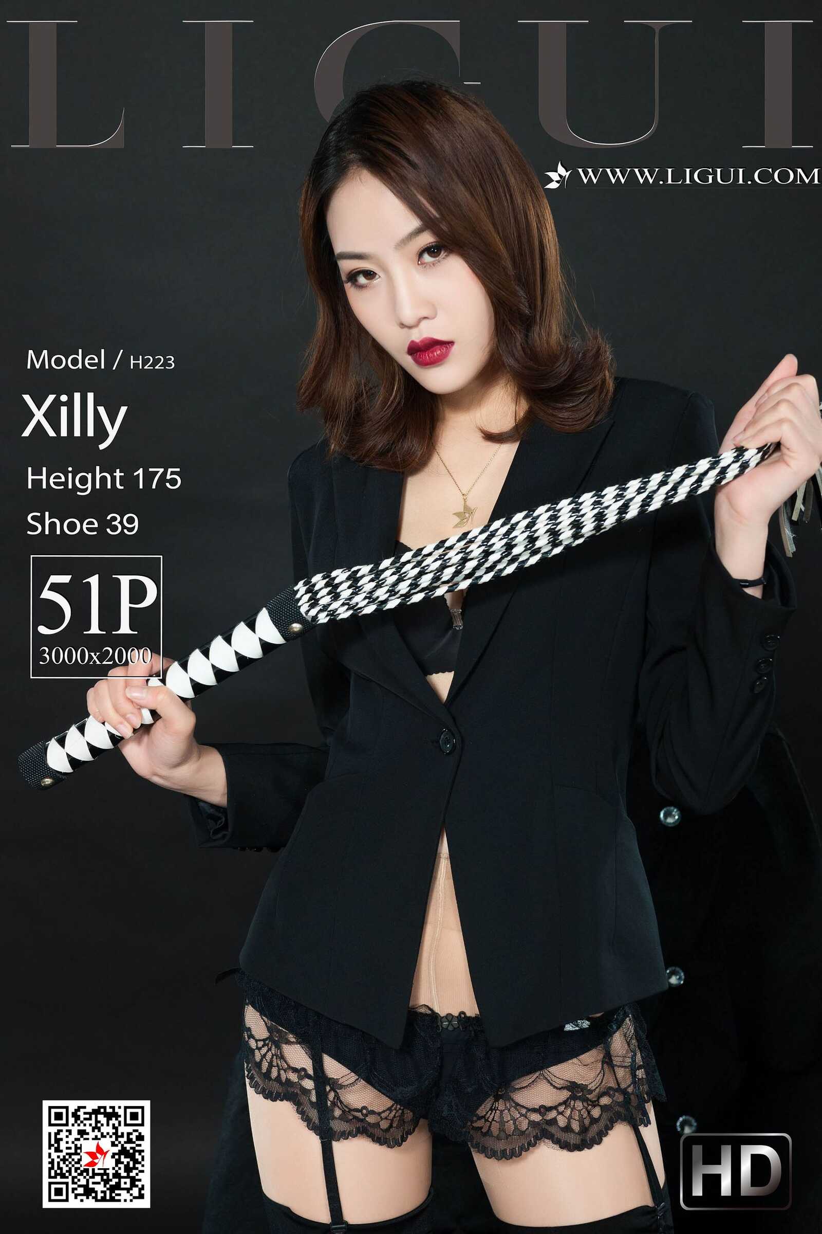 腿模Xilly《黑丝皮鞭系列》 [丽柜美束LIGUI] 网络丽第18张