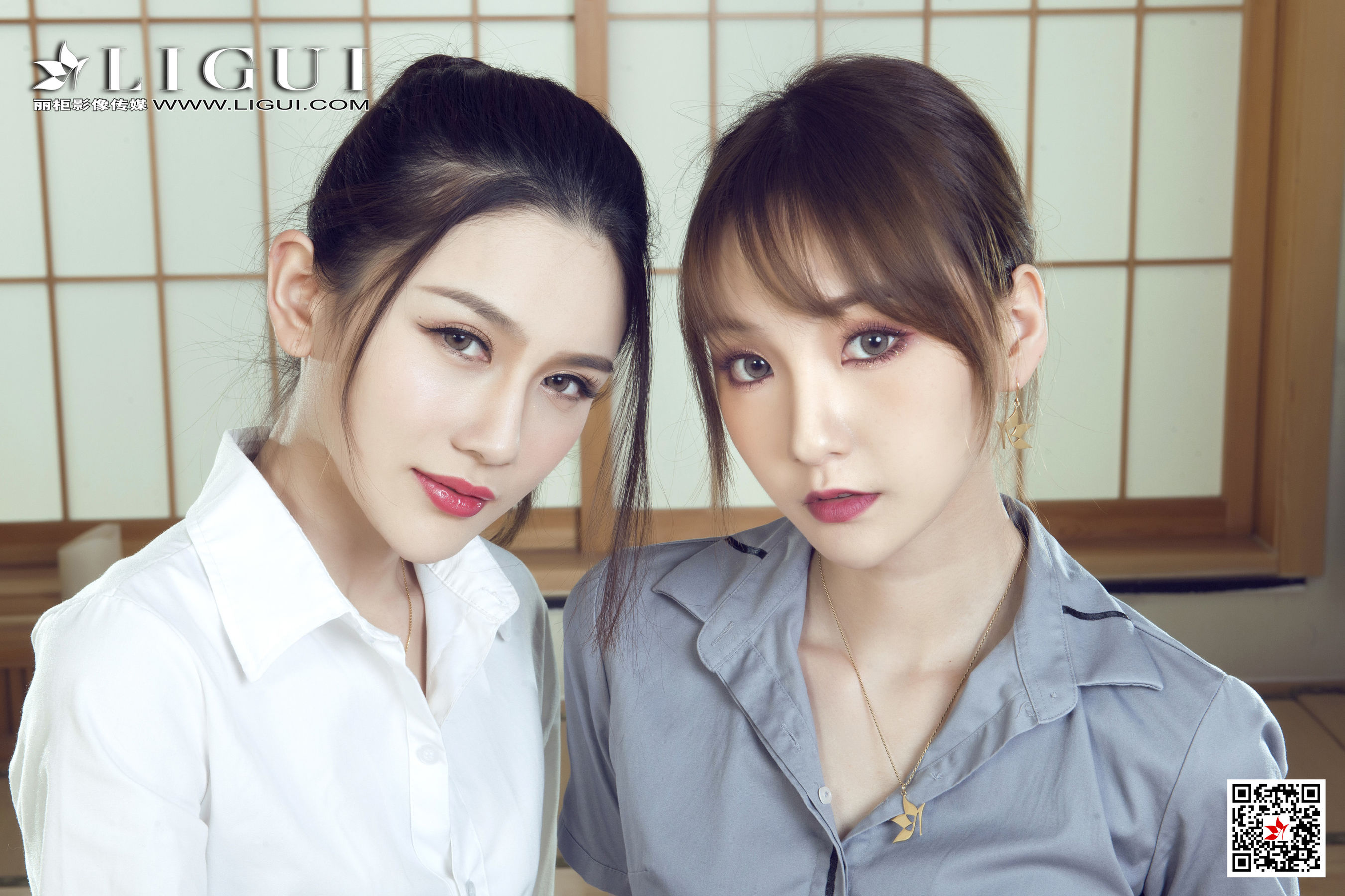 [丽柜Ligui] 蕊蕊&amp;甜甜 《双生花-花漾蜜莲》 丝袜诱惑写真第22张