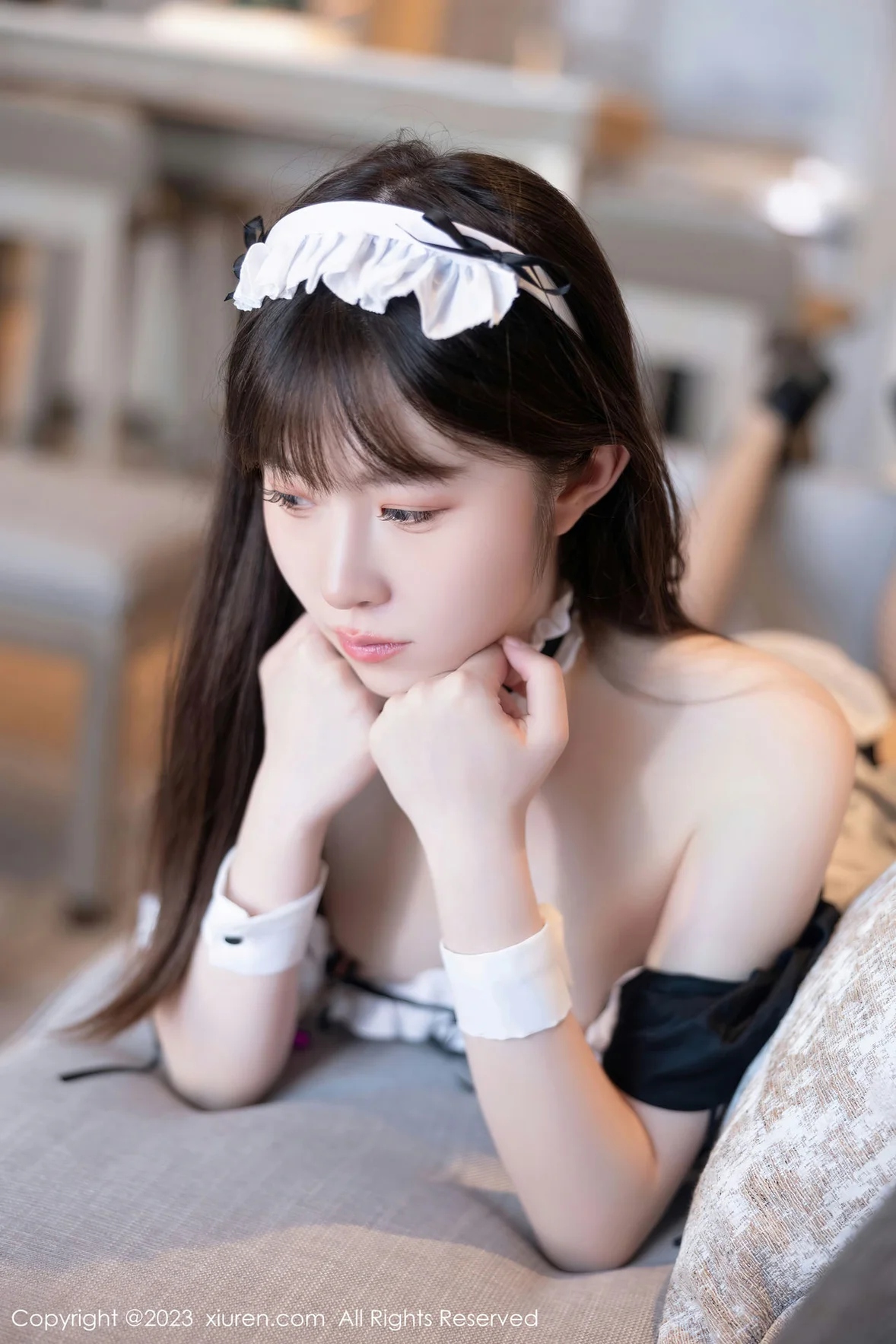  XiuRen 秀人 No.7034 林悠悠 黑色女仆性感写真 [85P]第25张