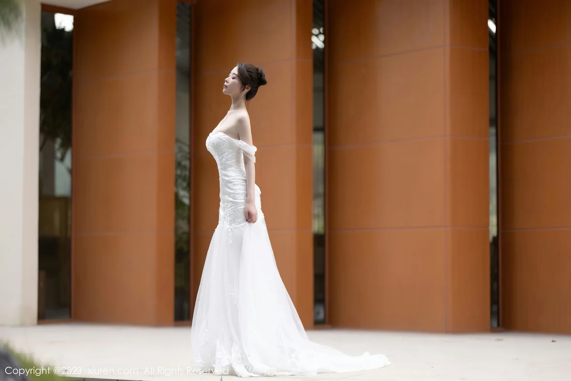  XiuRen 秀人 No.7310 梦心玥 白色婚纱服饰安吉旅拍 [84P]第6张