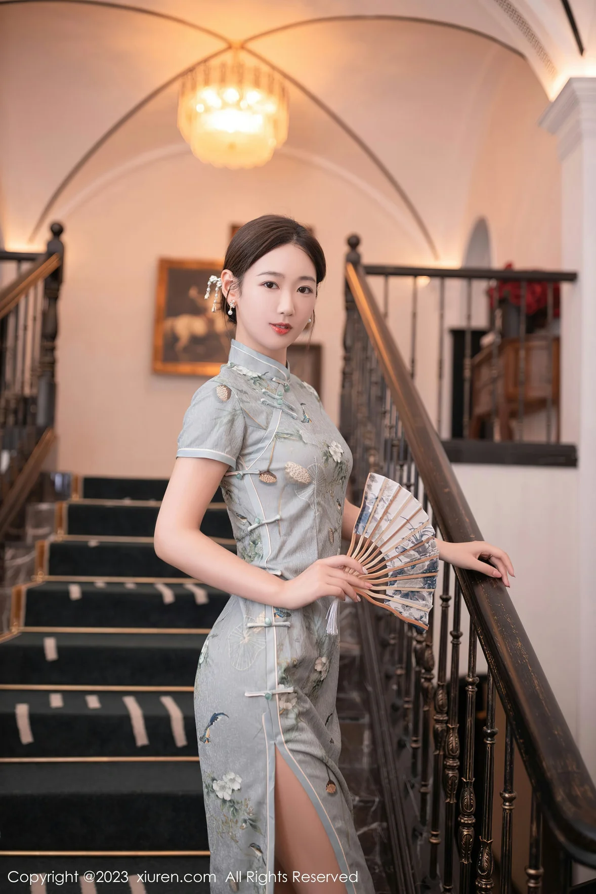  XiuRen 秀人 No.7232 唐安琪 绿灰色旗袍巴厘岛旅拍 [77P]第2张