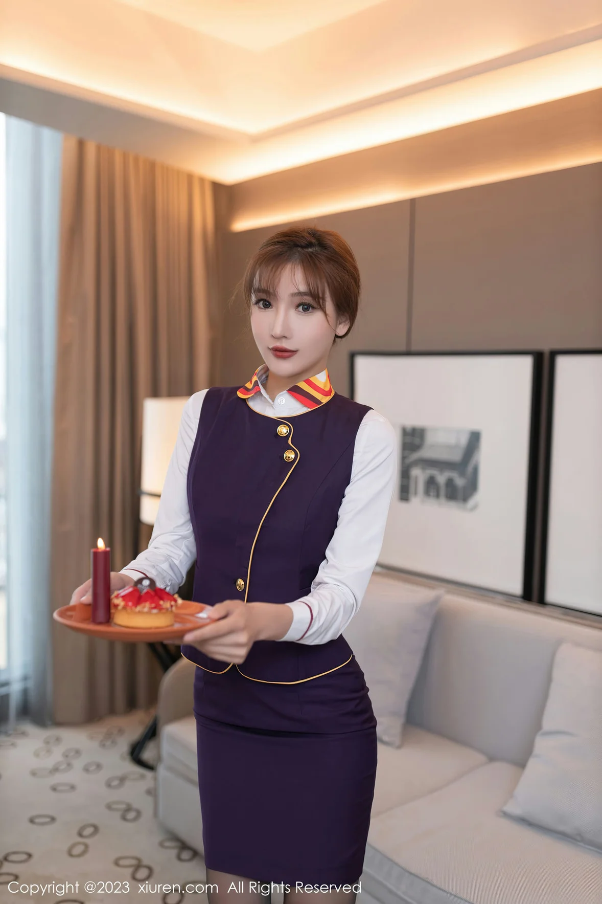  XiuRen 秀人 No.7248 陆萱萱 紫色空姐泰国旅拍 [80P]第1张