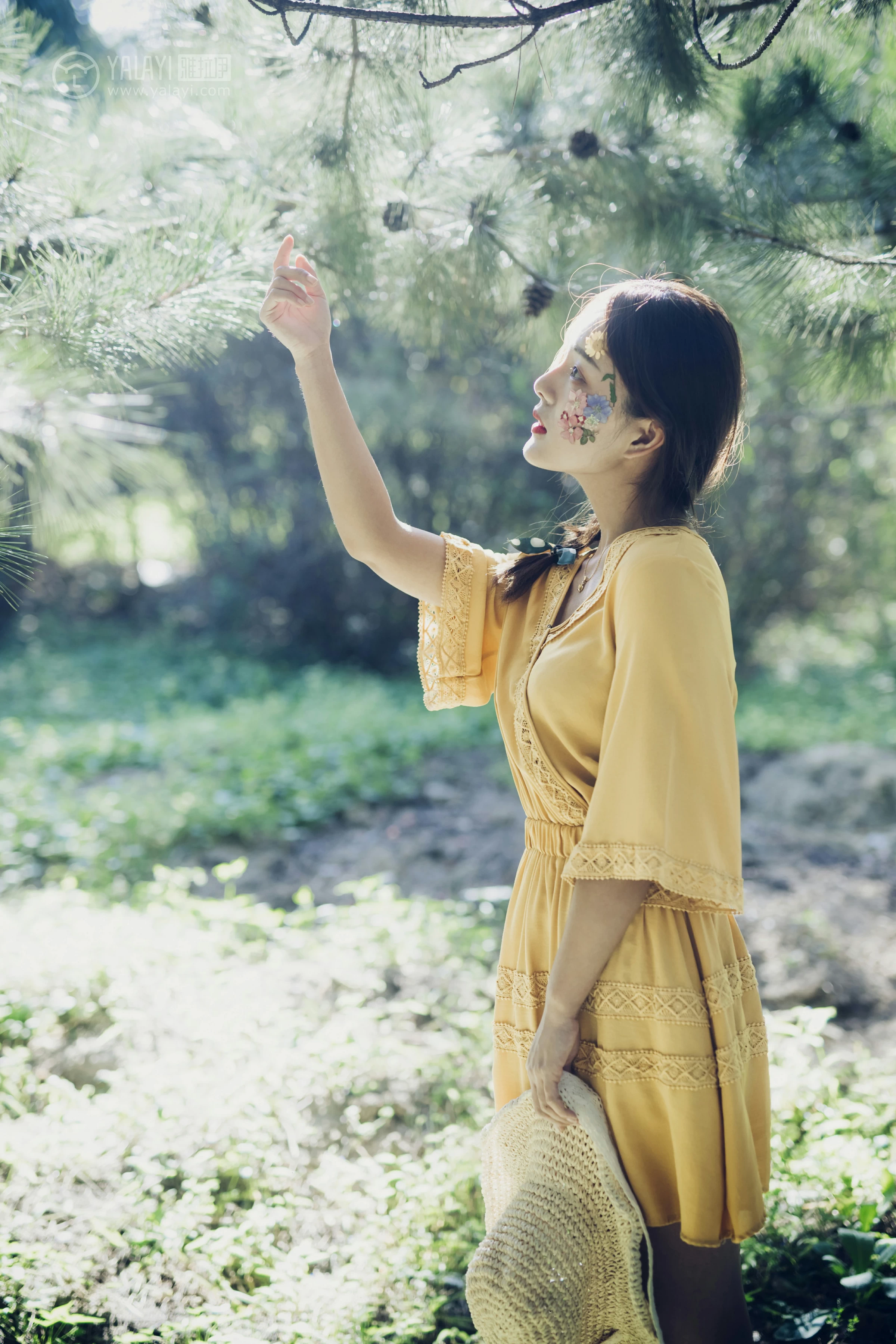 [YALAYI雅拉伊]NO.117 夏日小清新 白日梦 黄色蕾丝连衣裙清纯私房写真集第3张