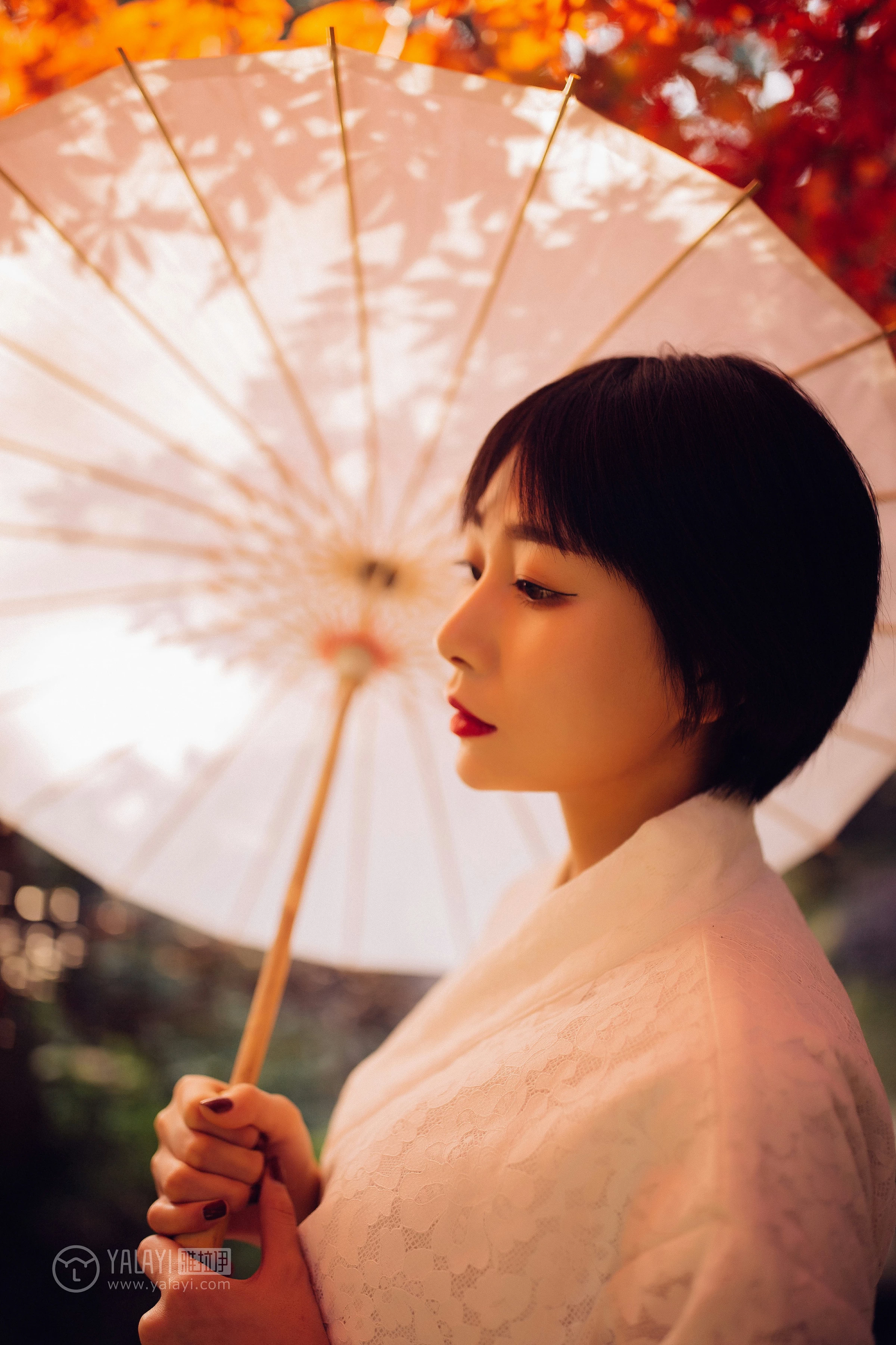 [YALAYI雅拉伊]NO.136 夕阳下的和风少女 静静 白色透视镂空和服性感私房写真集第2张