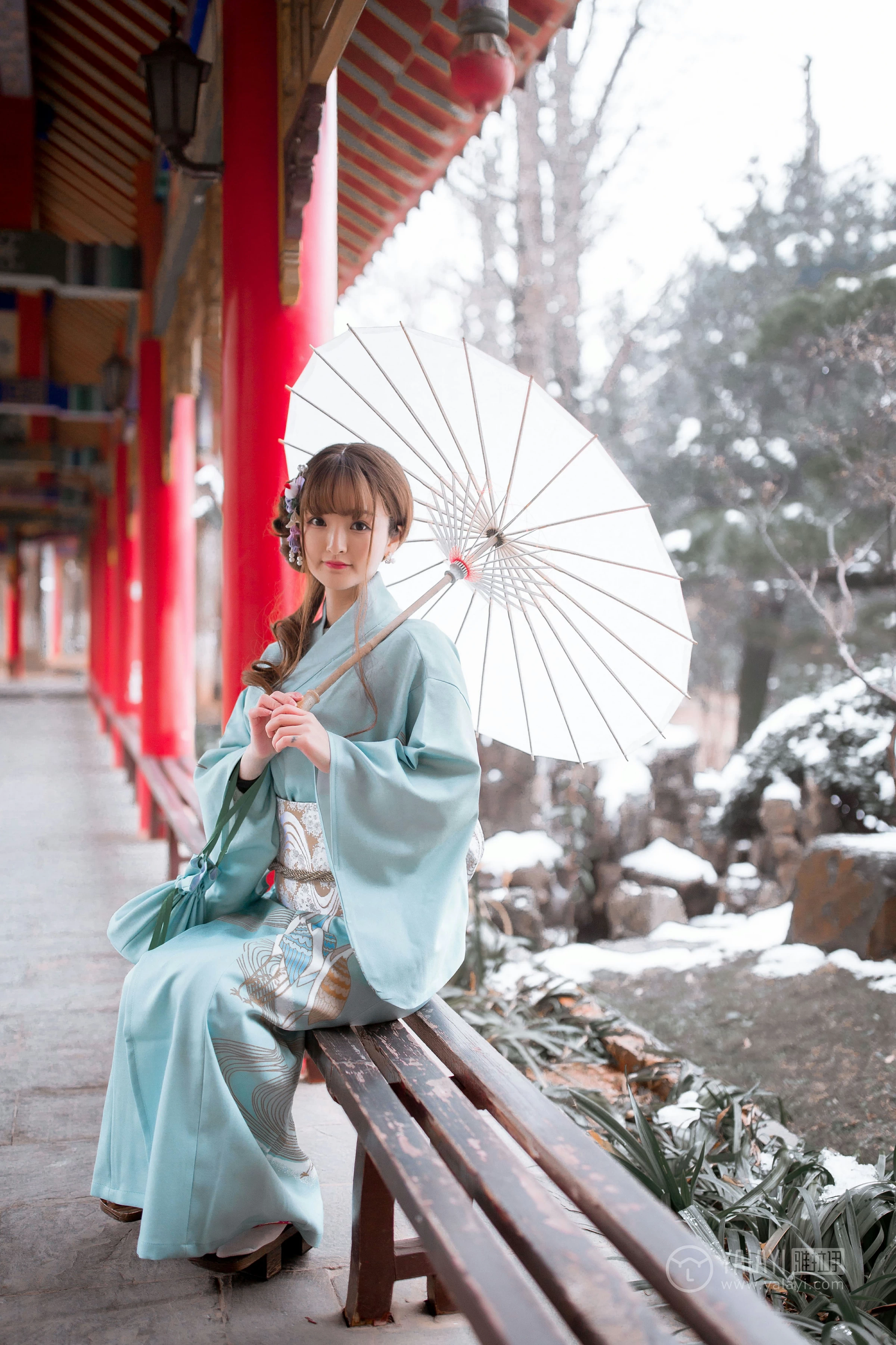 [YALAYI雅拉伊]No.192 赏雪 团团 淡蓝色和服性感私房写真集第3张