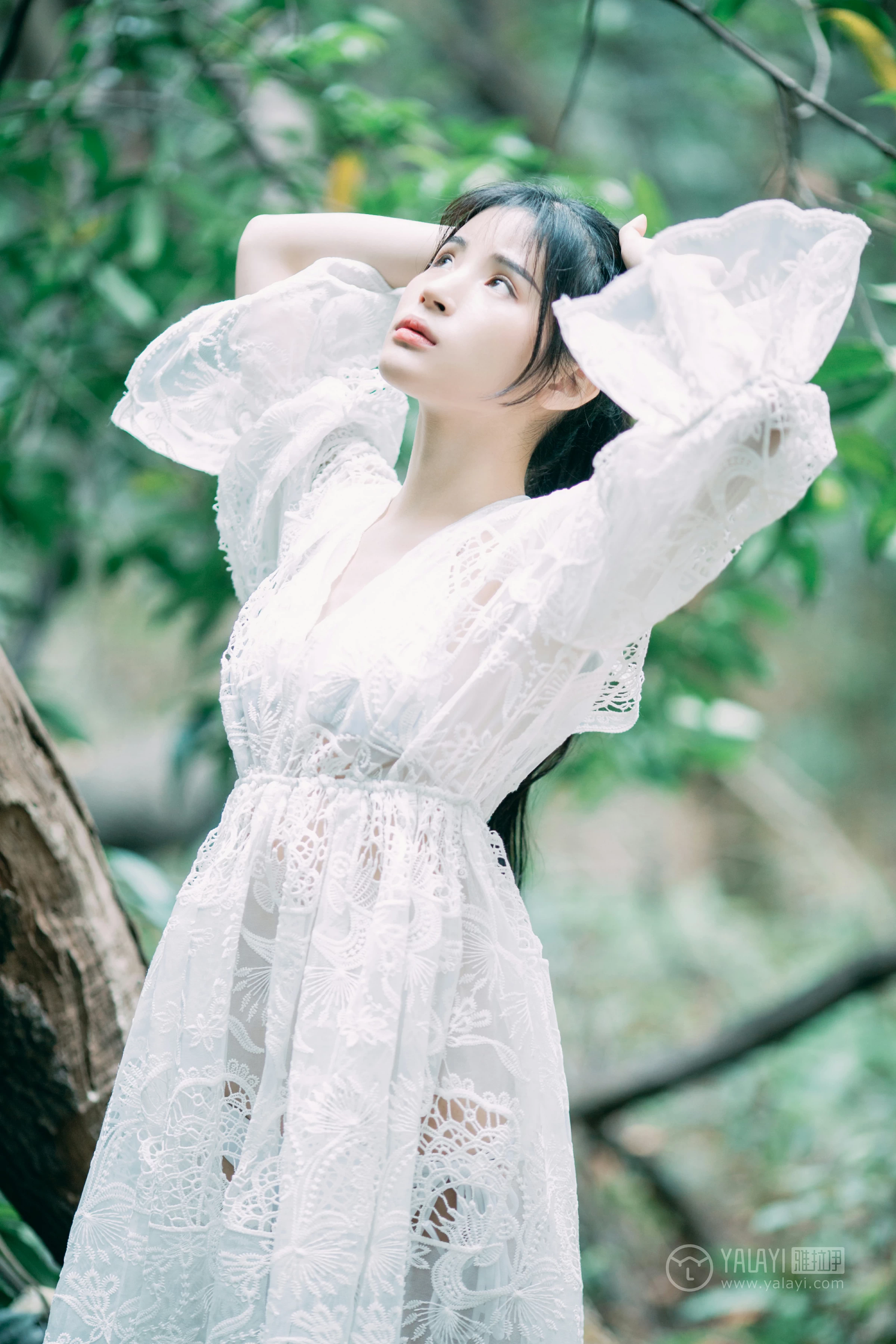 [YALAYI雅拉伊]No.194 仙乐飘飘 阿惜 白色透视镂空连衣裙加白色内衣性感私房写真集第17张