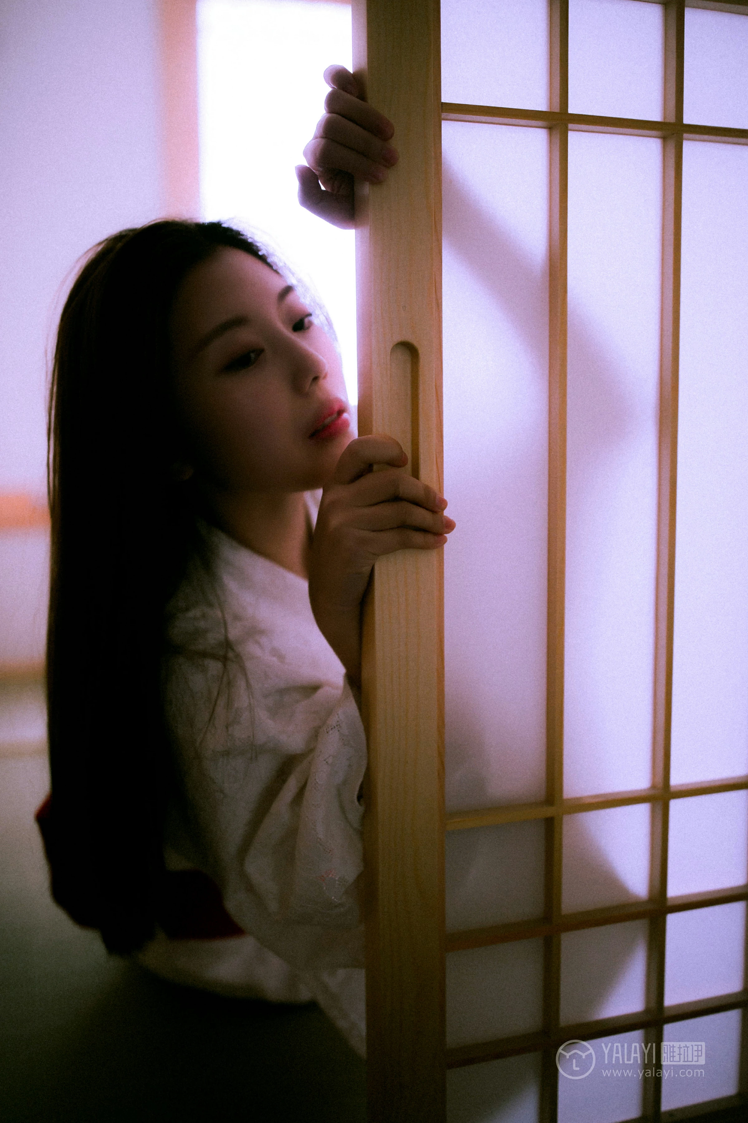 [YALAYI雅拉伊]No.202 夜光 圆圆 白色透视蕾丝镂空睡衣性感私房写真集第2张