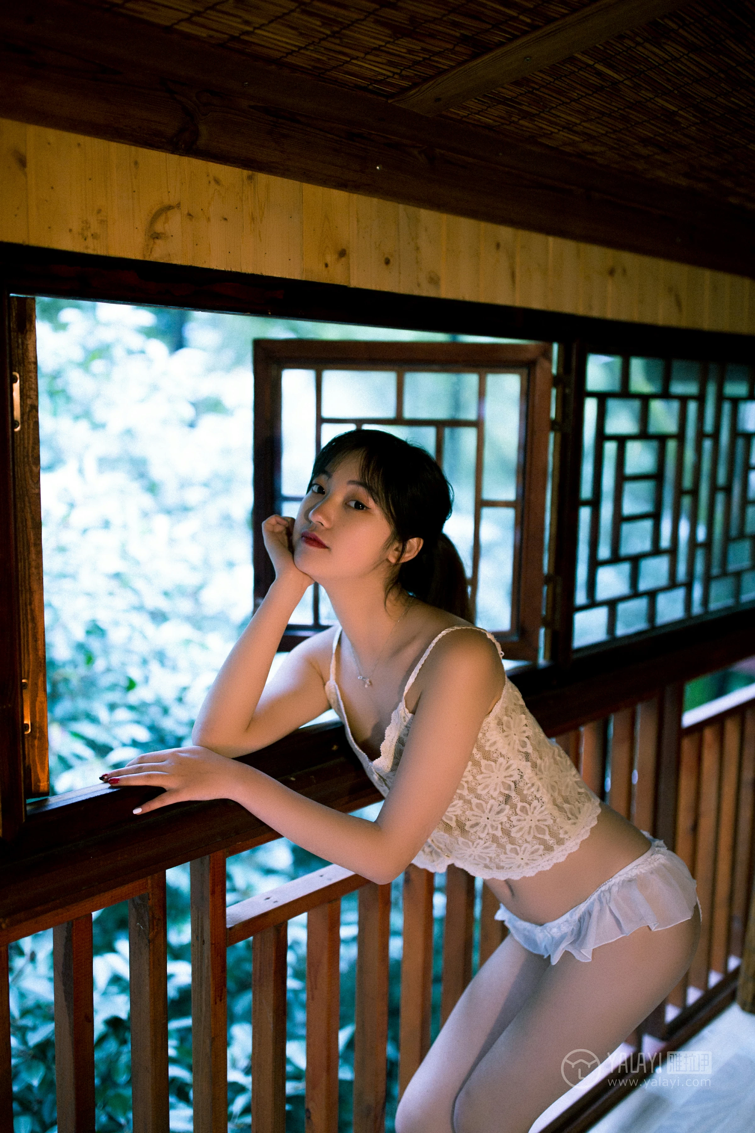 [YALAYI雅拉伊]No.256 人间失格 天蓝酱 白色透视镂空情趣内衣性感私房写真集第3张