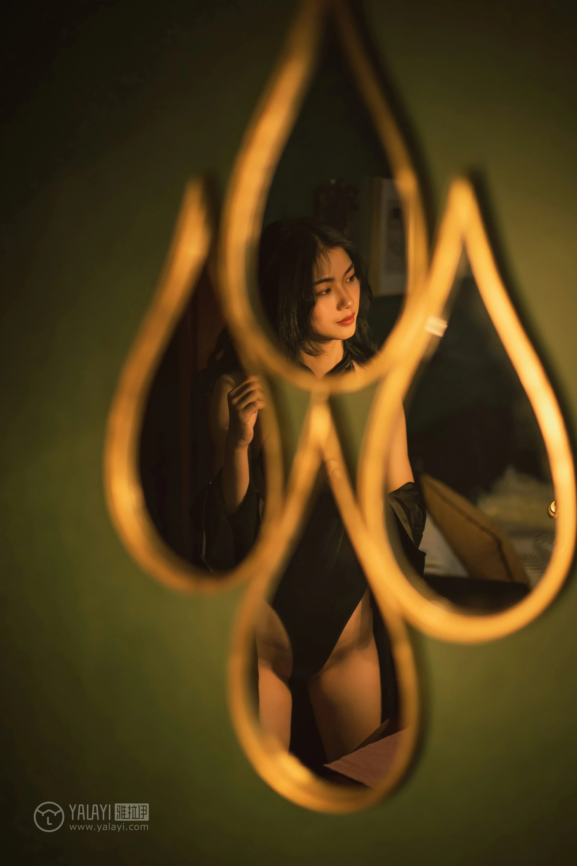 [YALAYI雅拉伊]No.309 夜来香 和风 黑色睡衣加黑色情趣旗袍性感私房写真集第4张