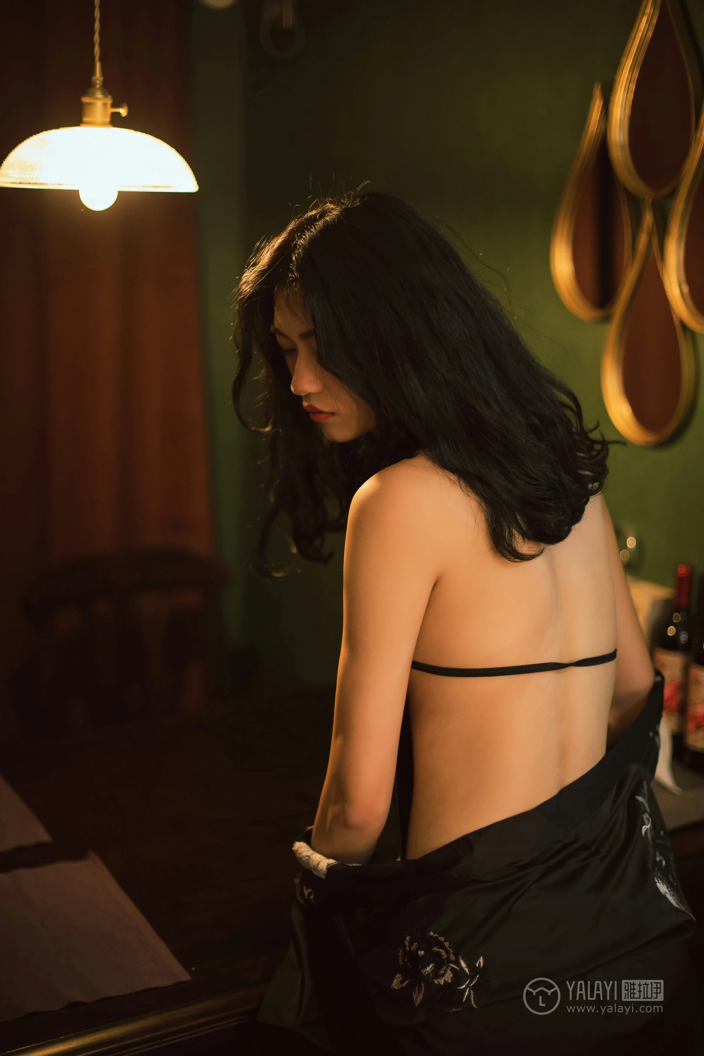 [YALAYI雅拉伊]No.309 夜来香 和风 黑色睡衣加黑色情趣旗袍性感私房写真集第7张