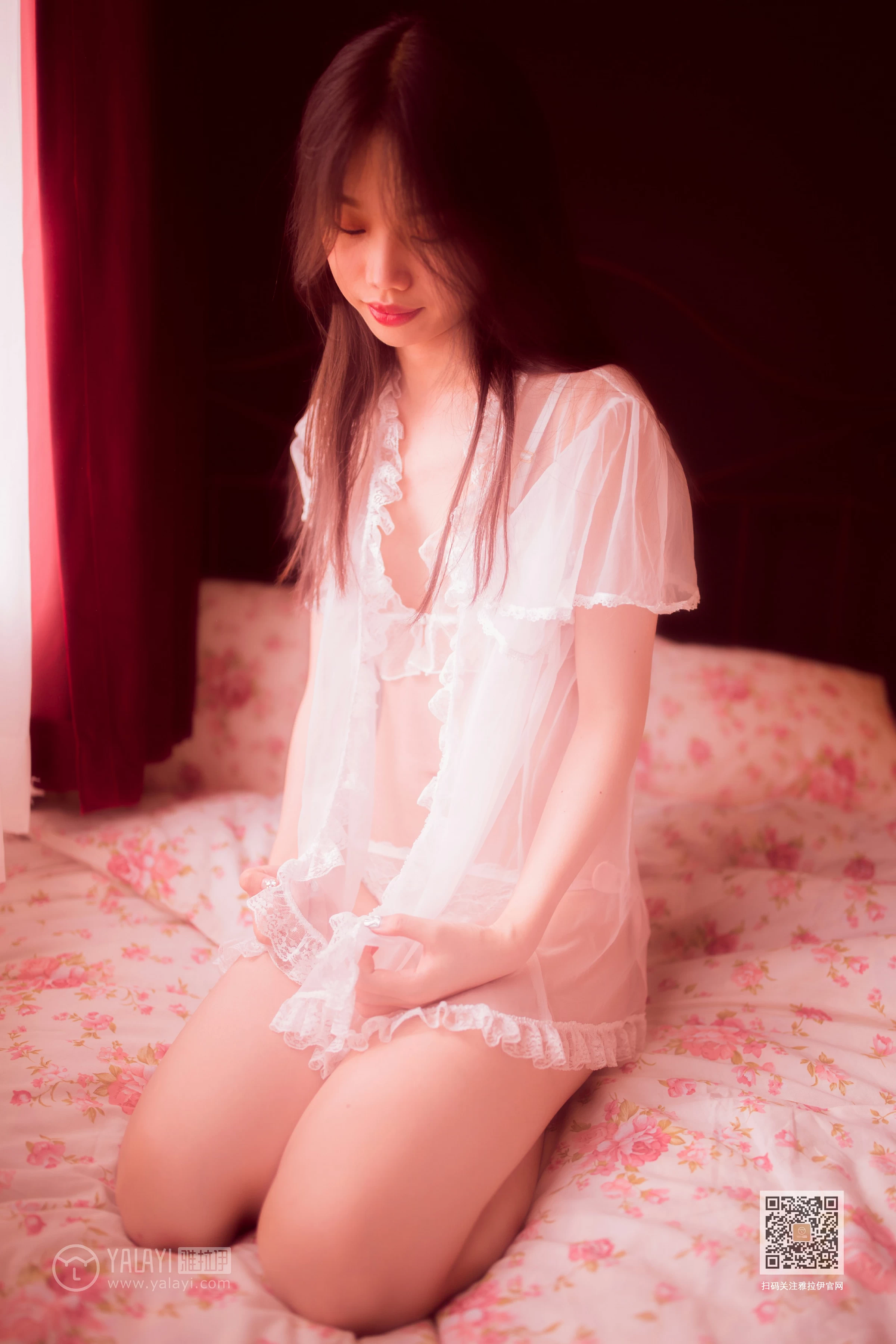 [YALAYI雅拉伊]No.394 情深深 加奈 白色透视睡衣加情趣内衣性感私房写真集第2张