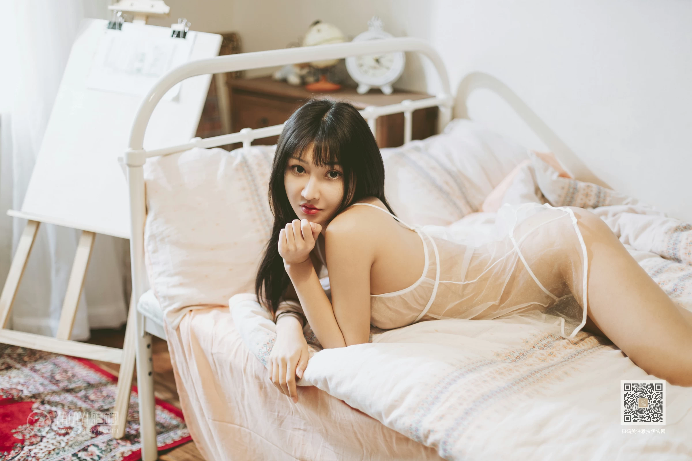 [YALAYI雅拉伊]Vol.489 肌衫透骨 韩熙 白色透视情趣内衣性感私房写真集第5张