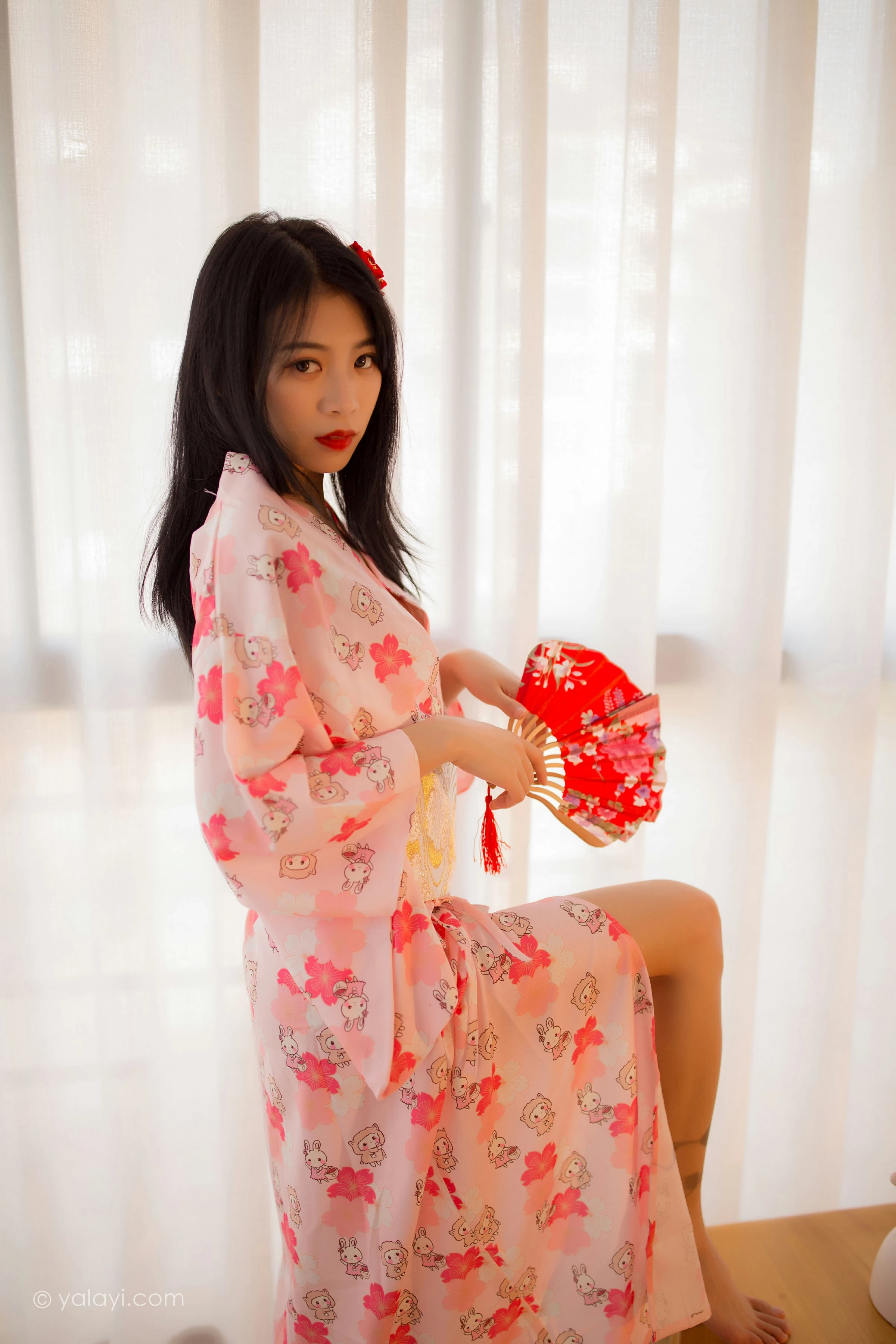 [YALAYI雅拉伊]NO.679 《花香自来》 丽雅 粉色和服居家性感私房写真集第6张