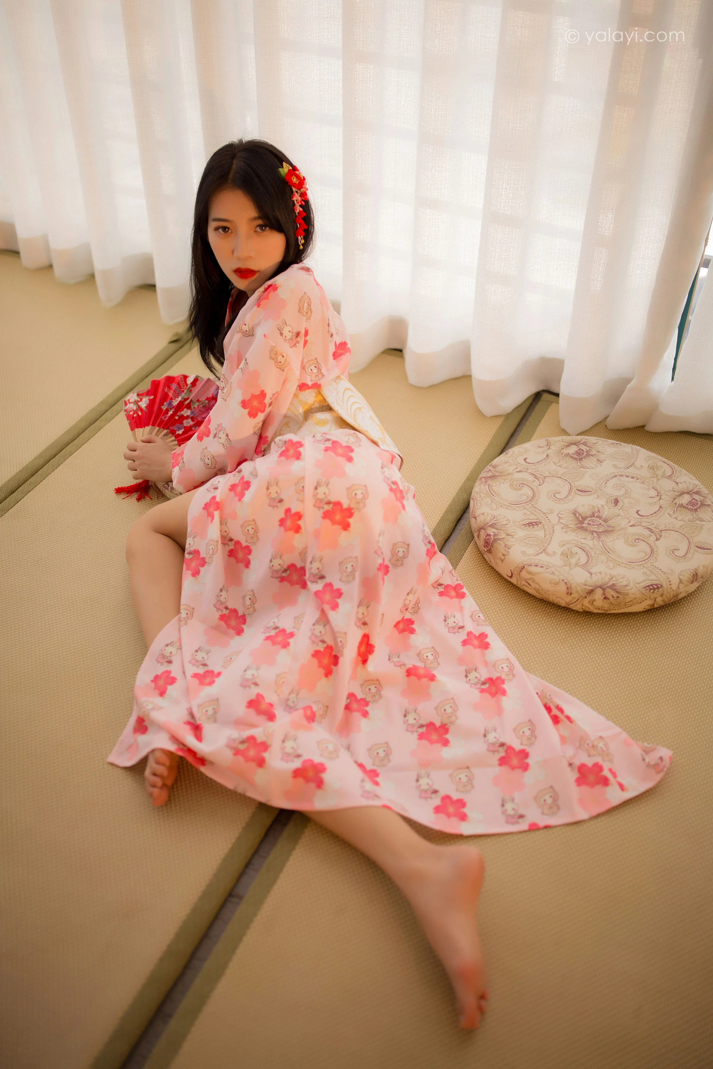 [YALAYI雅拉伊]NO.679 《花香自来》 丽雅 粉色和服居家性感私房写真集第7张