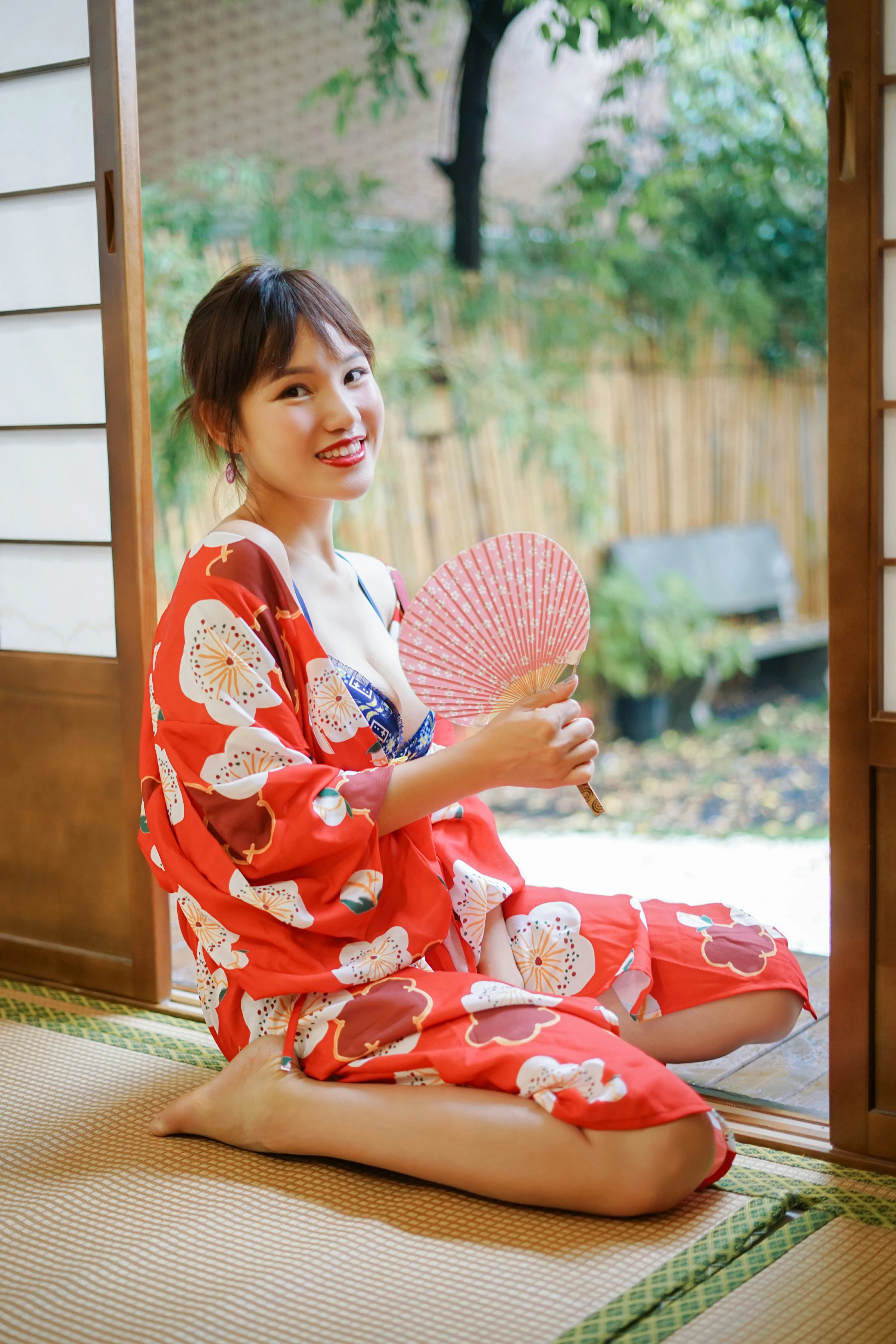 [YALAYI雅拉伊]NO.714 《自娱》 多香子 粉色和服加蓝色内衣性感私房写真集第7张