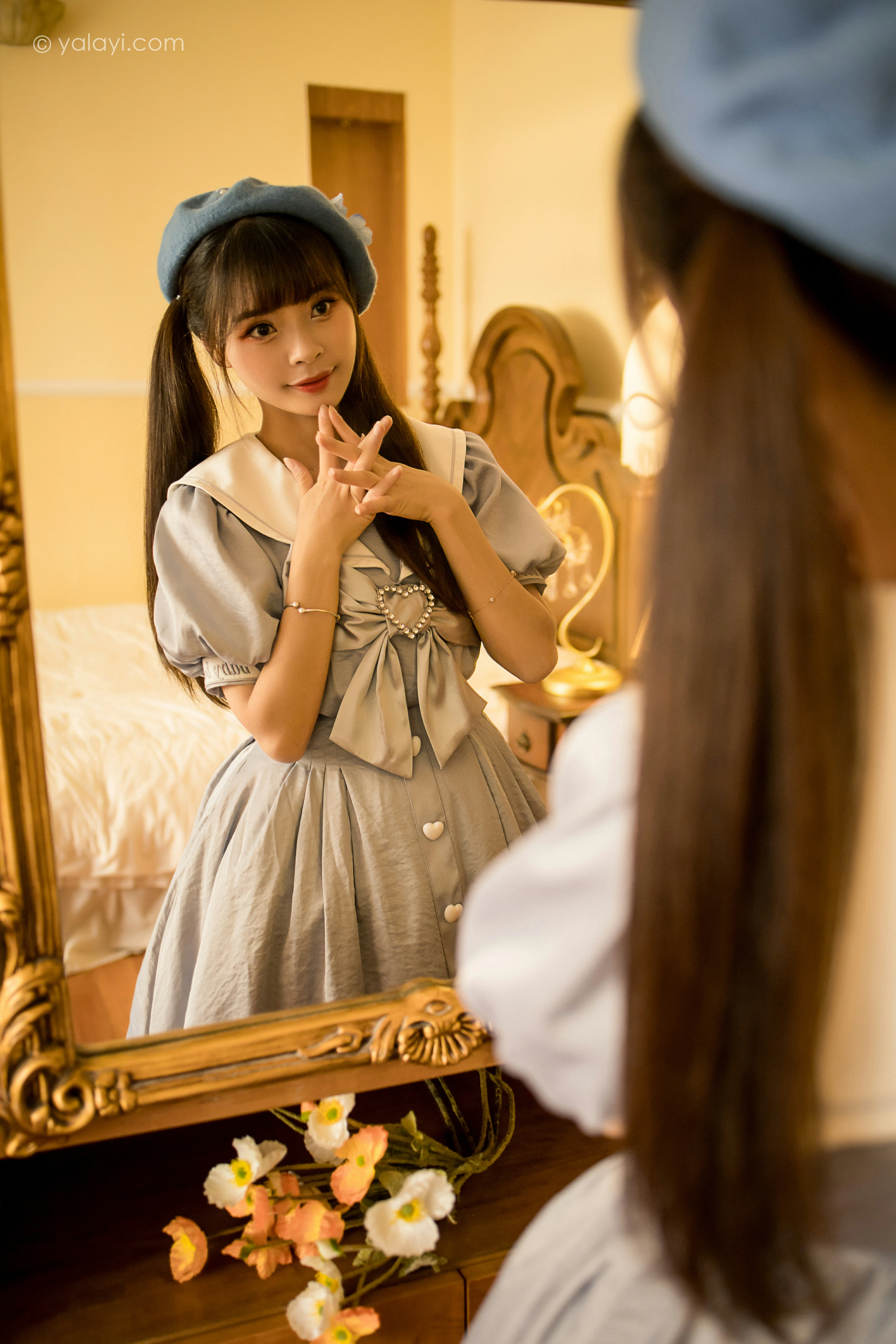 [YALAYI雅拉伊]NO.859 JK水手制服 程小蝶 灰色连身制服居家清纯写真集第3张