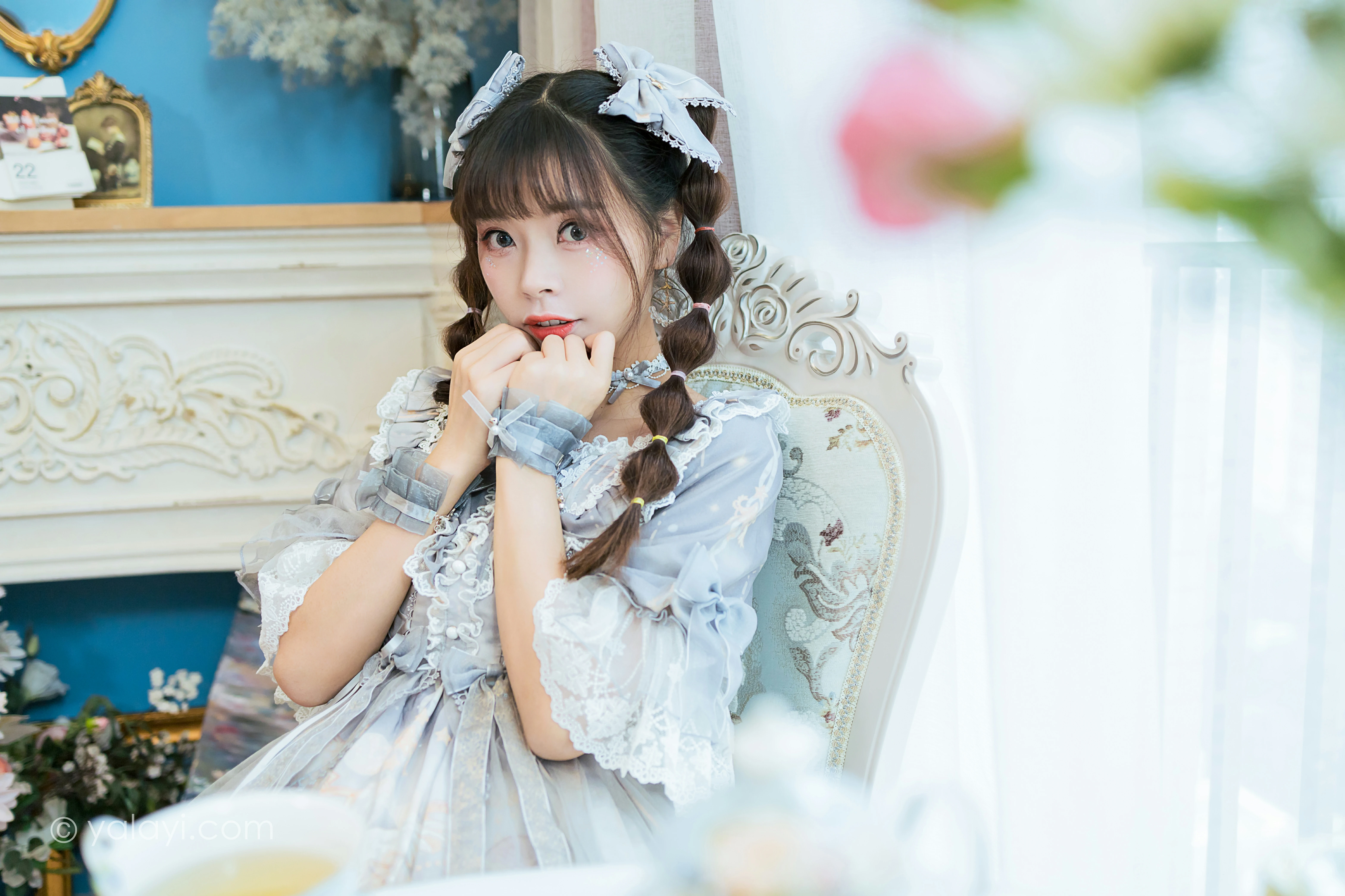 [YALAYI雅拉伊]NO.853 洛丽塔Lolita 程小蝶 淡蓝色连身制服裙清纯可爱私房写真集第9张