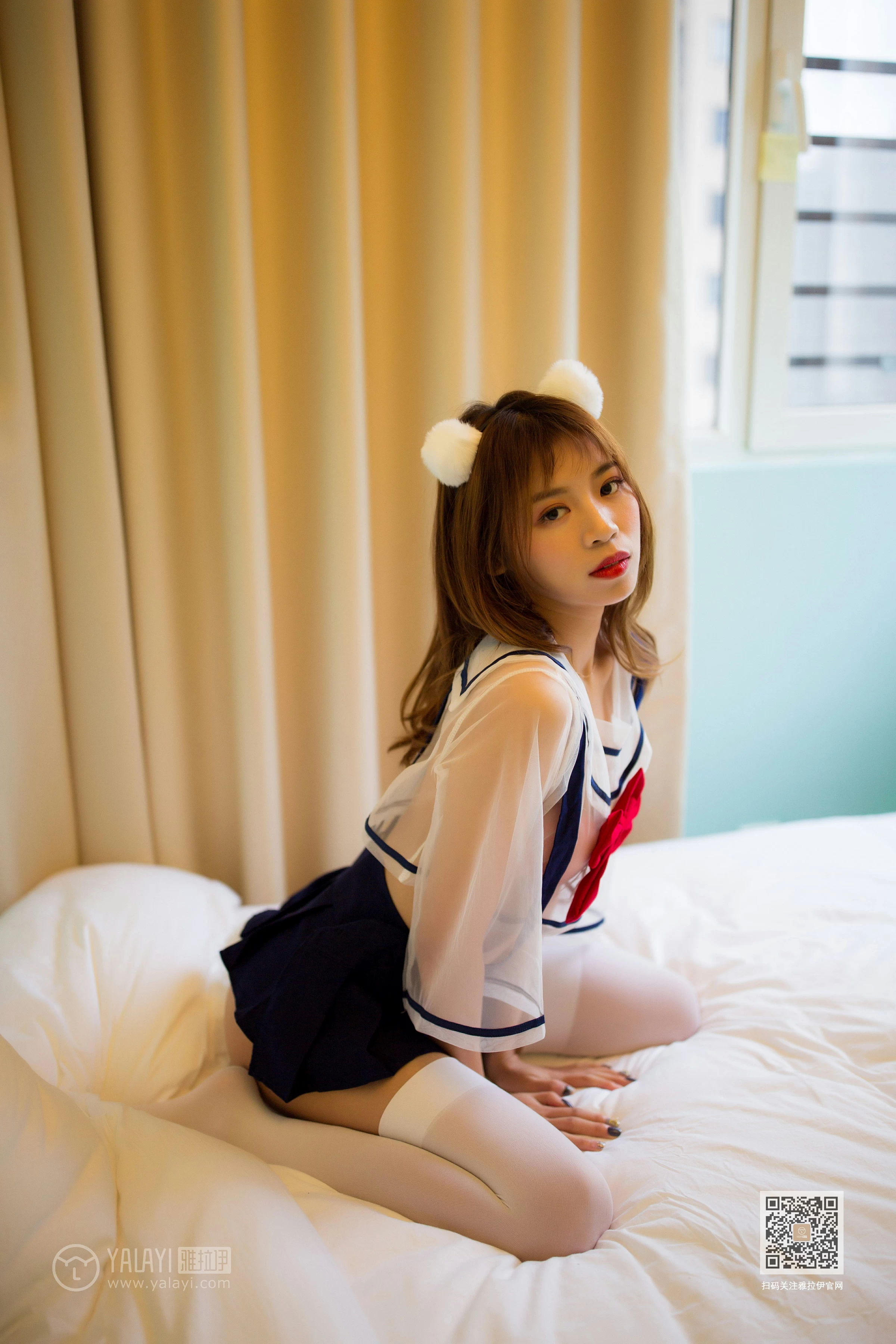 [YALAYI雅拉伊]Vol.550 进化的JK少女 丽雅 透视情趣制服与短裙加白色丝袜美腿性感私房写真集第5张