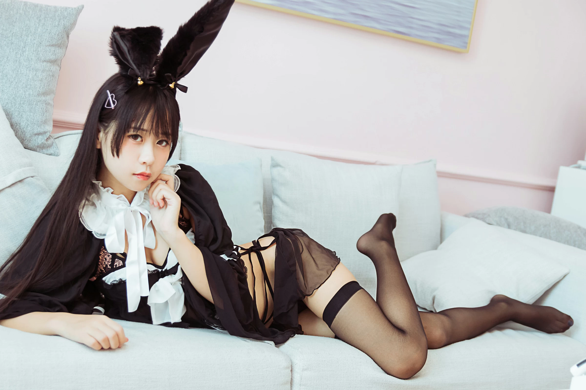 [YALAYI雅拉伊]NO.616 《今晚穿了女仆装》 甜酱吖 黑色情趣制服内衣加黑丝美腿性感私房写真集第12张