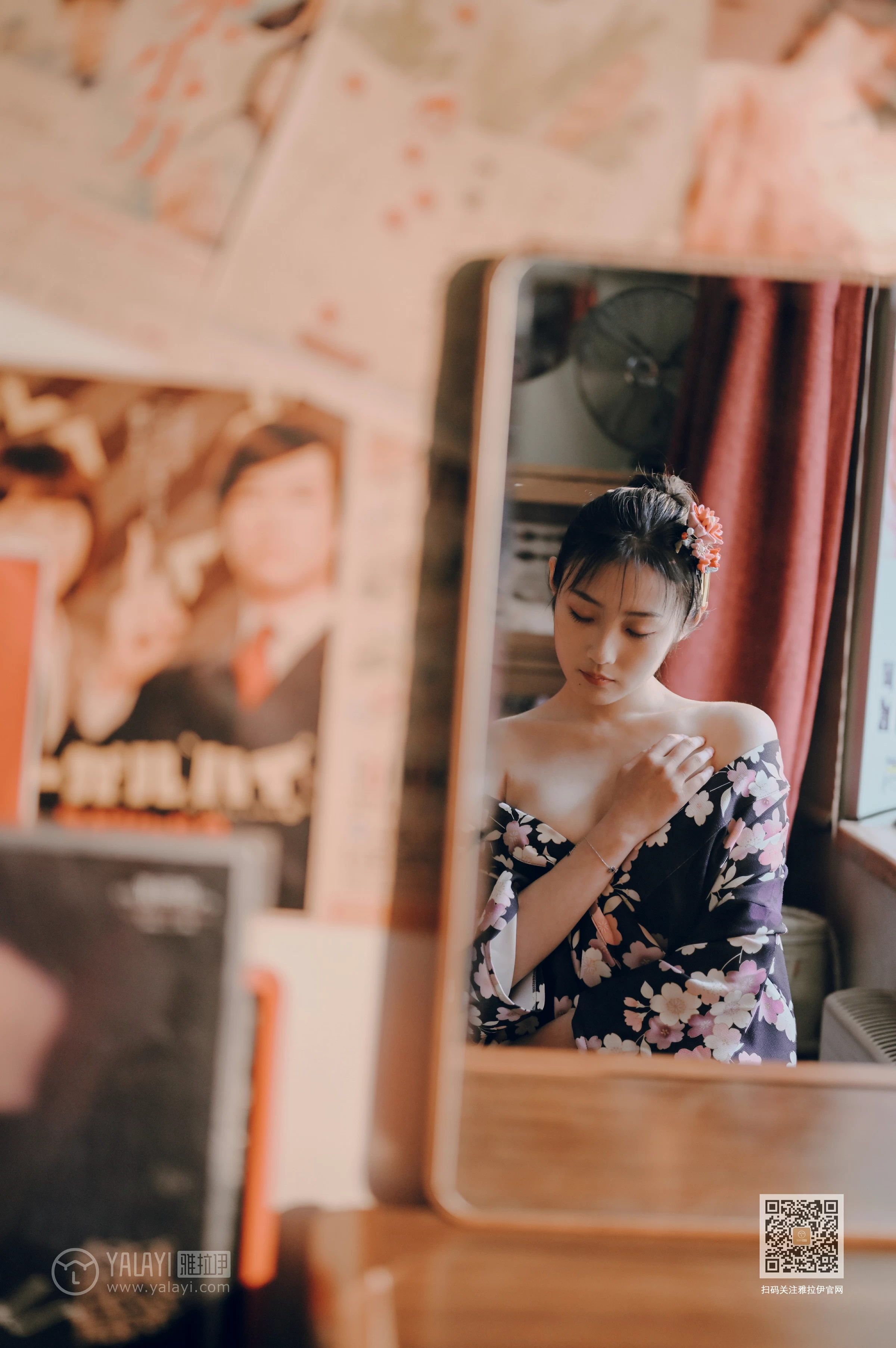[YALAYI雅拉伊]NO.635 《和服少女》 沈伊 黑色和服加白色蕾丝内衣性感私房写真集第10张