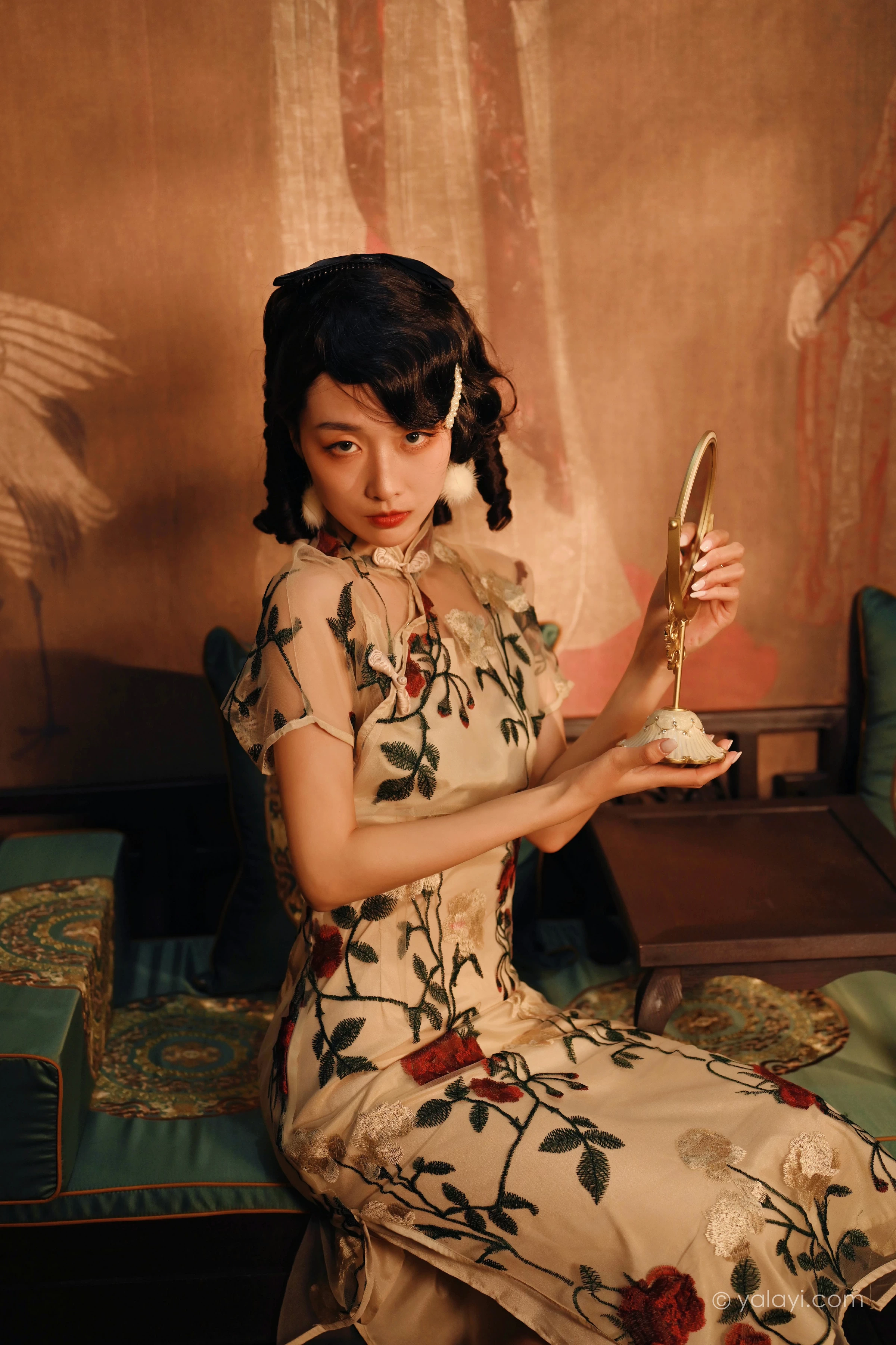 [YALAYI雅拉伊]2022.01.25 我在那里等你 佳佳 白色透视旗袍民国风写真集第7张