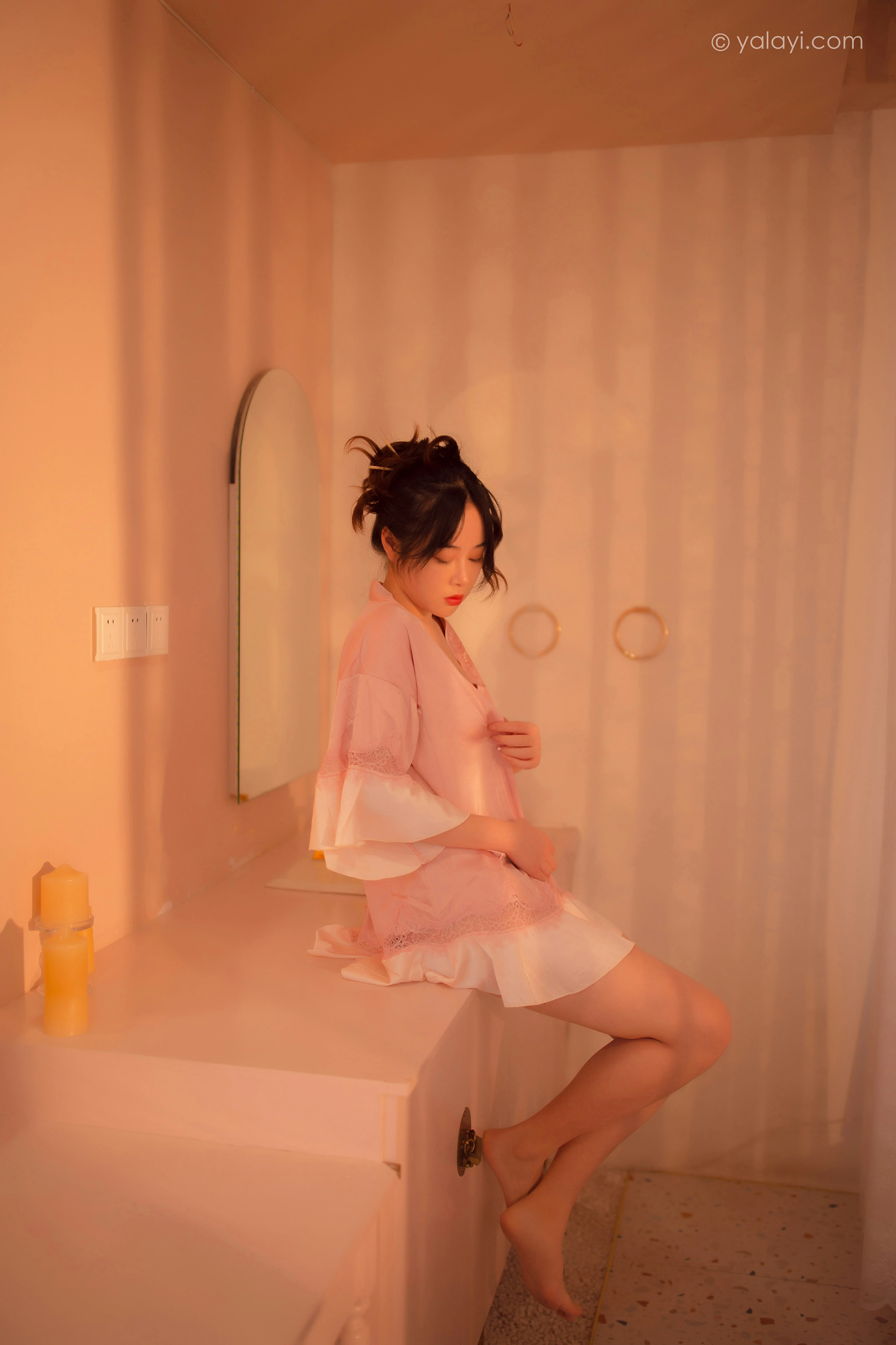 [YALAYI雅拉伊]NO.762 寂静中开放 璎珞 粉色蕾丝睡衣性感私房写真集第1张